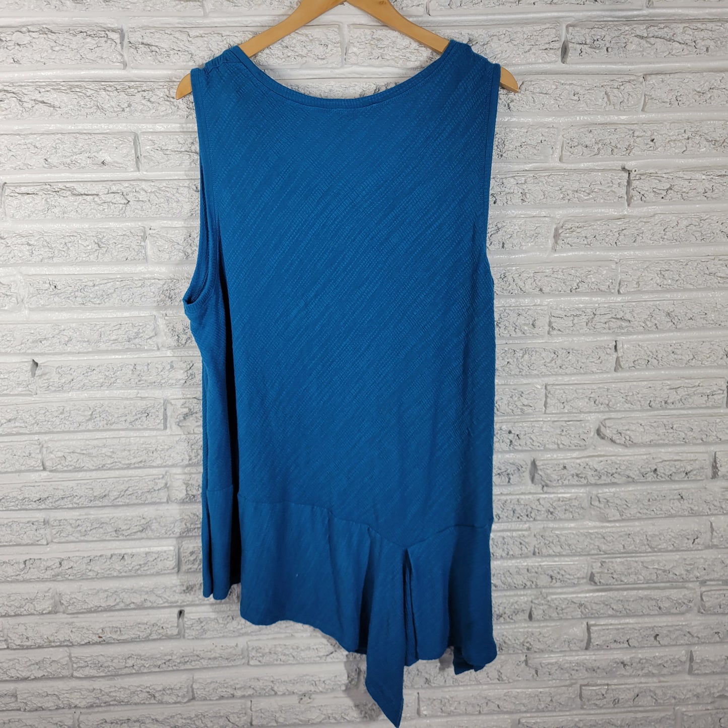 Melissa Paige 3X Blue Tank Top Tunic Handkerchief Hem Plus Size Knit BLU227E