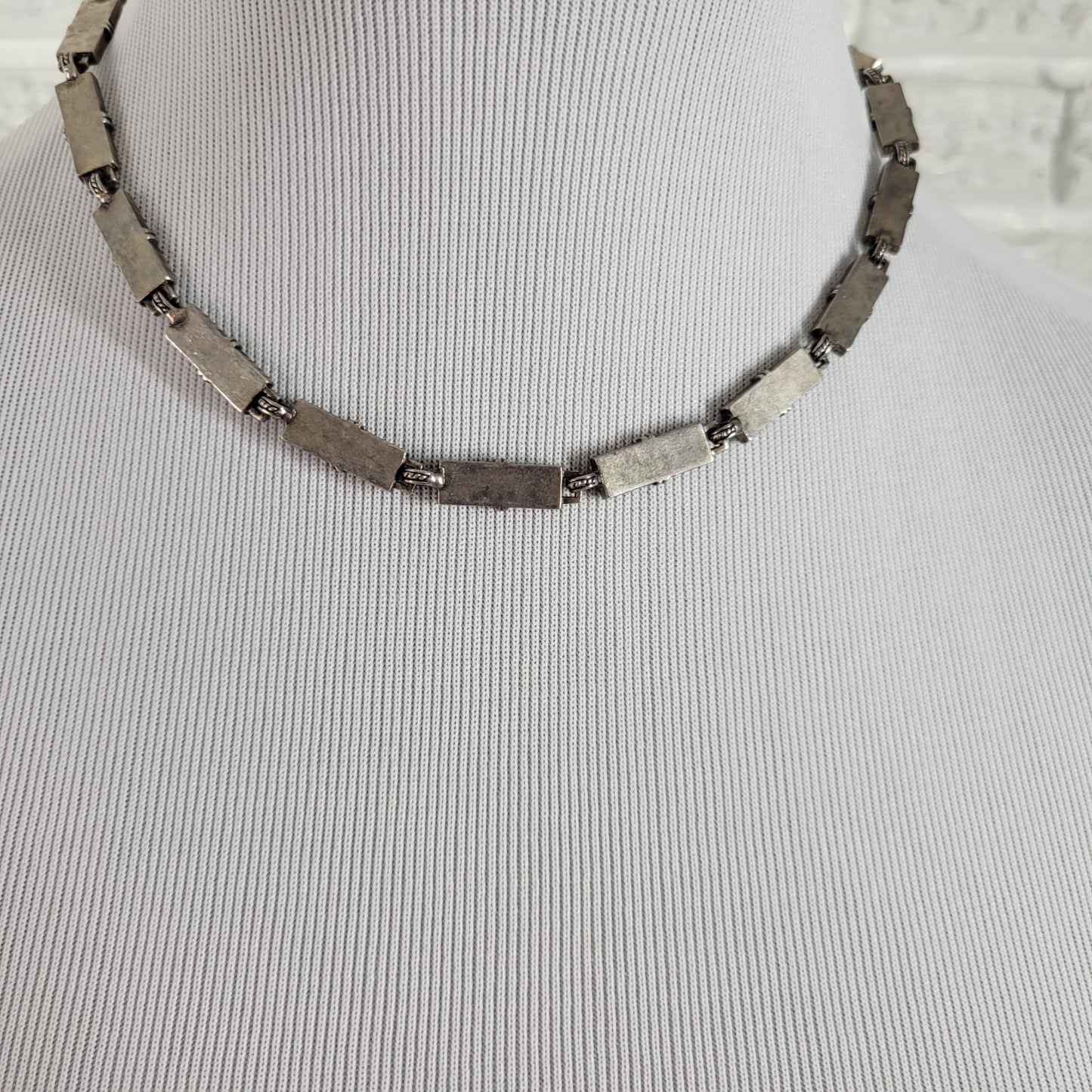 Monet Silver Tone Black Enamel Choker Necklace NWT New Vintage Style N25E