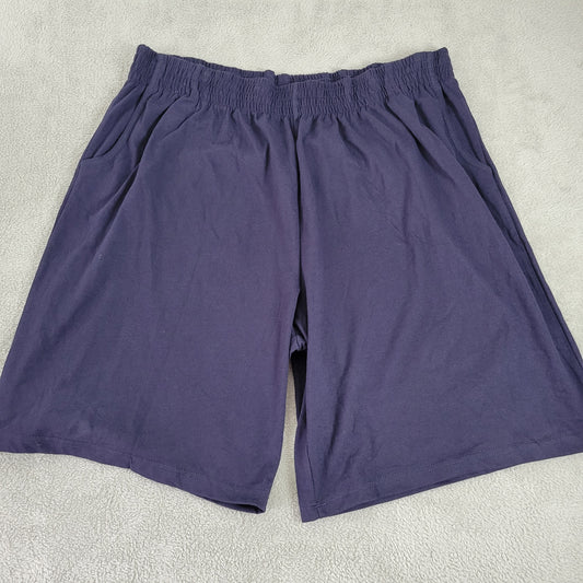 Woman Within Womens 1X Blue Athletic Shorts Elastic Waist Pull On Cotton BLU231E