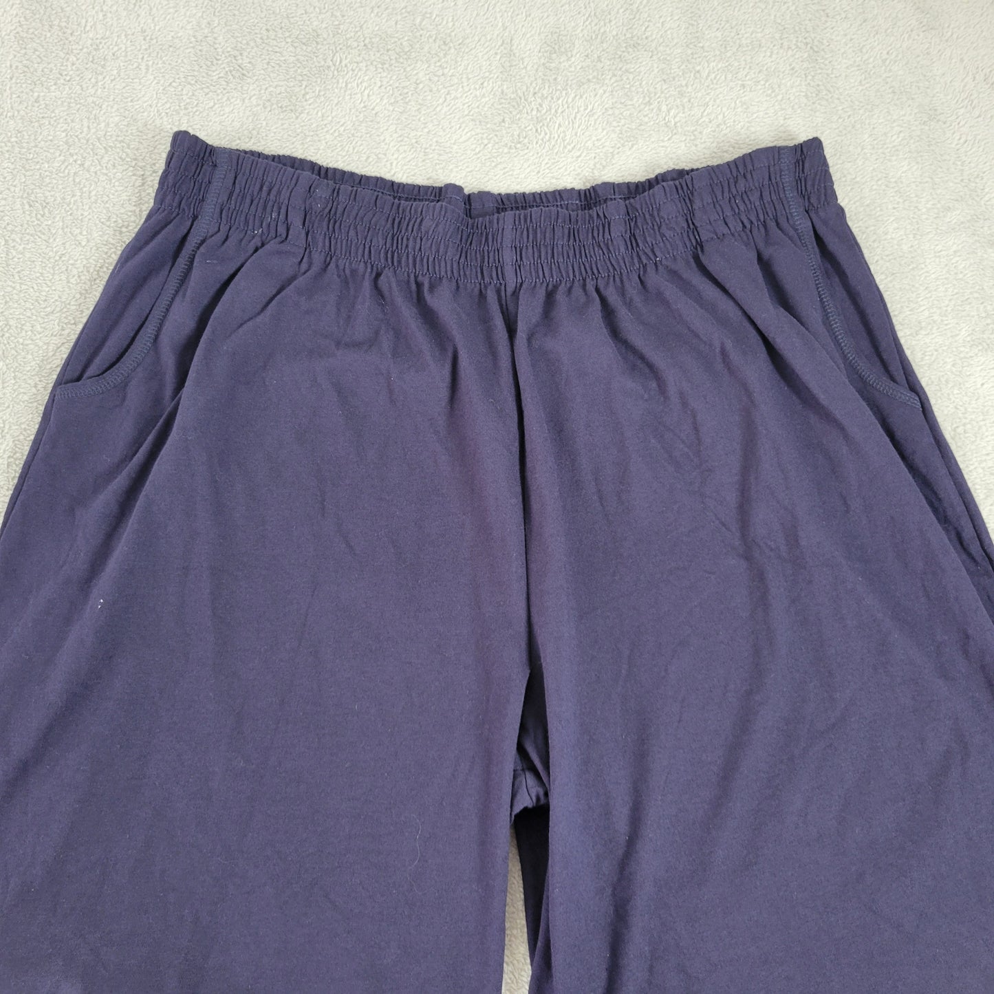 Woman Within Womens 1X Blue Athletic Shorts Elastic Waist Pull On Cotton BLU231E