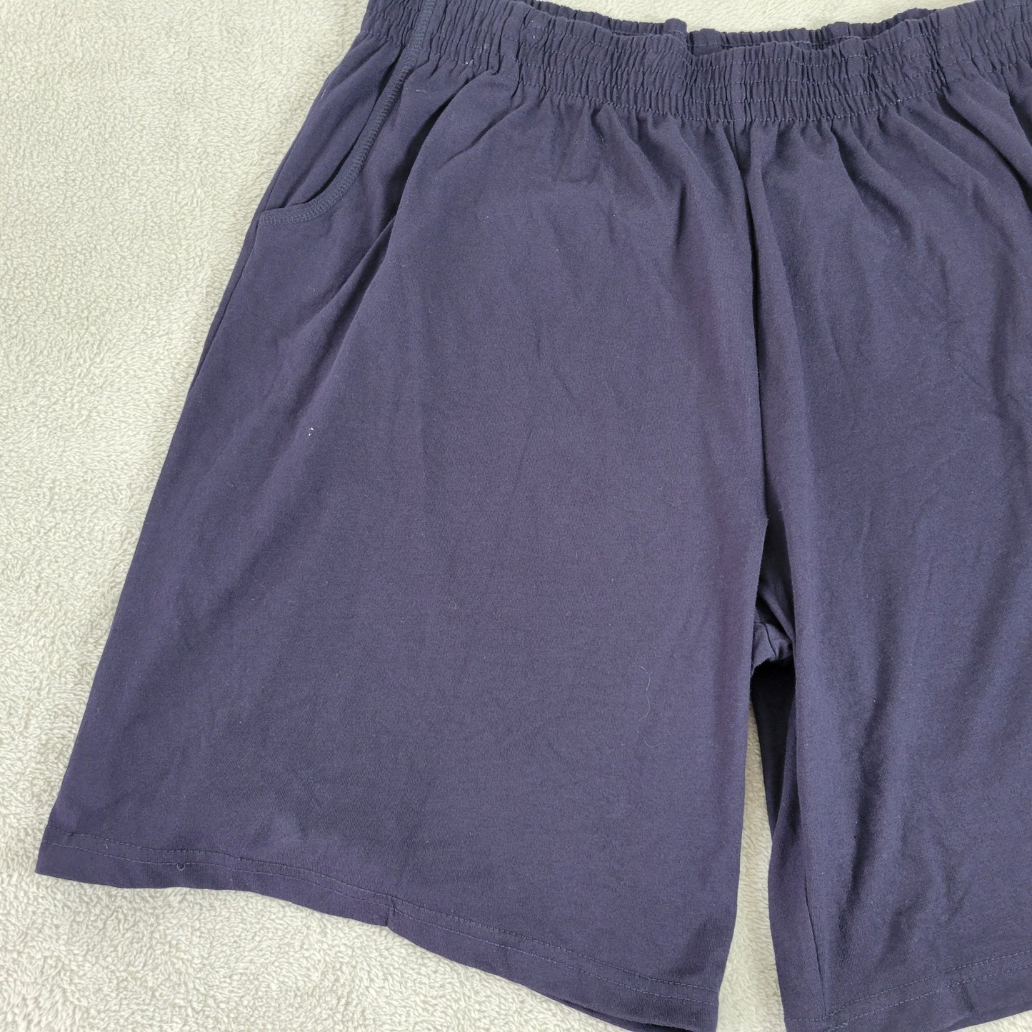 Woman Within Womens 1X Blue Athletic Shorts Elastic Waist Pull On Cotton BLU231E