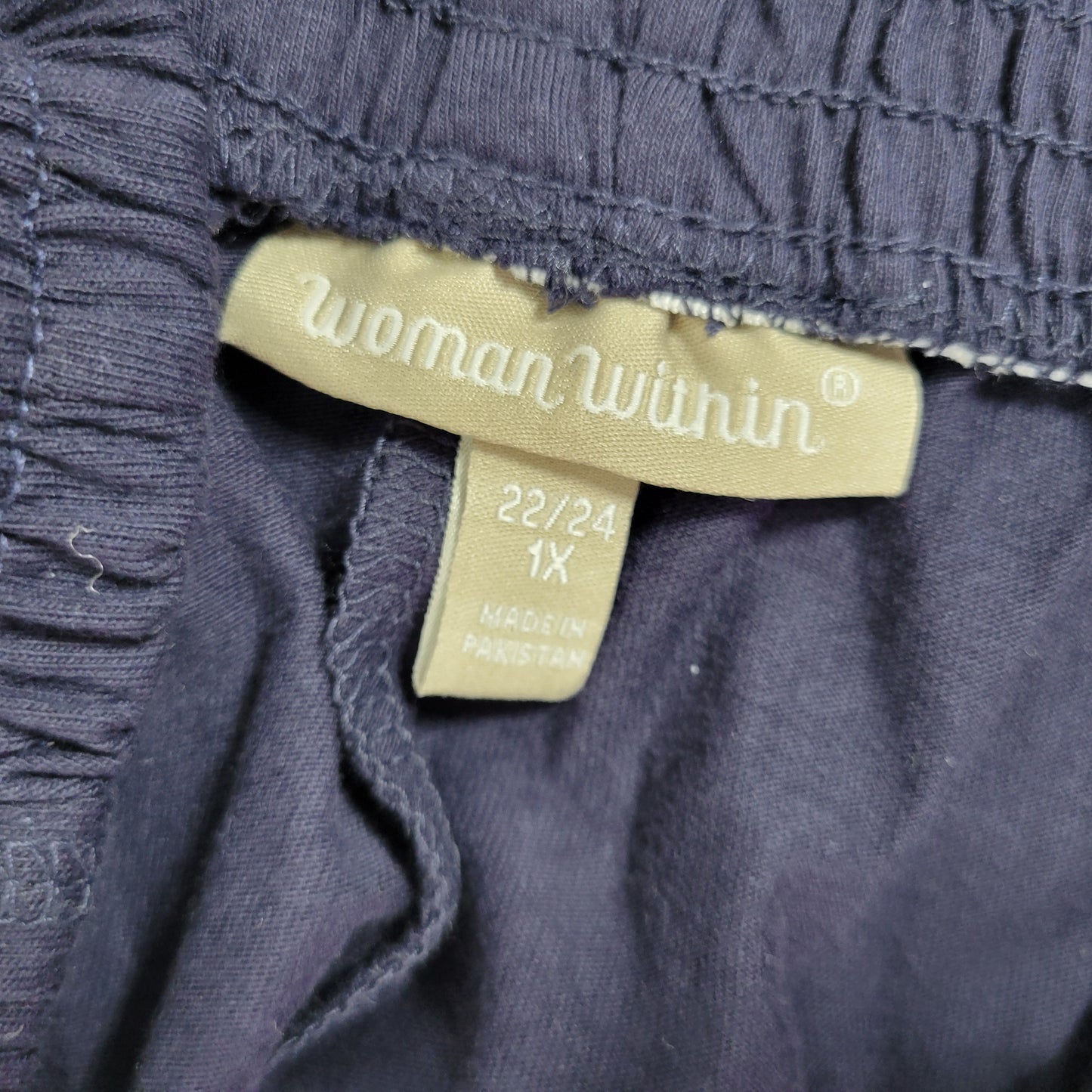 Woman Within Womens 1X Blue Athletic Shorts Elastic Waist Pull On Cotton BLU231E