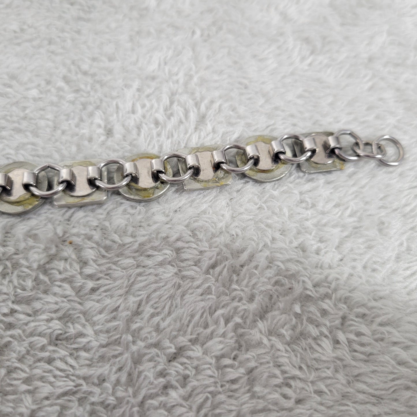 Vintage Artisan Polymer Clay Millefiori Link Bracelet Mixed Media Boho B16E