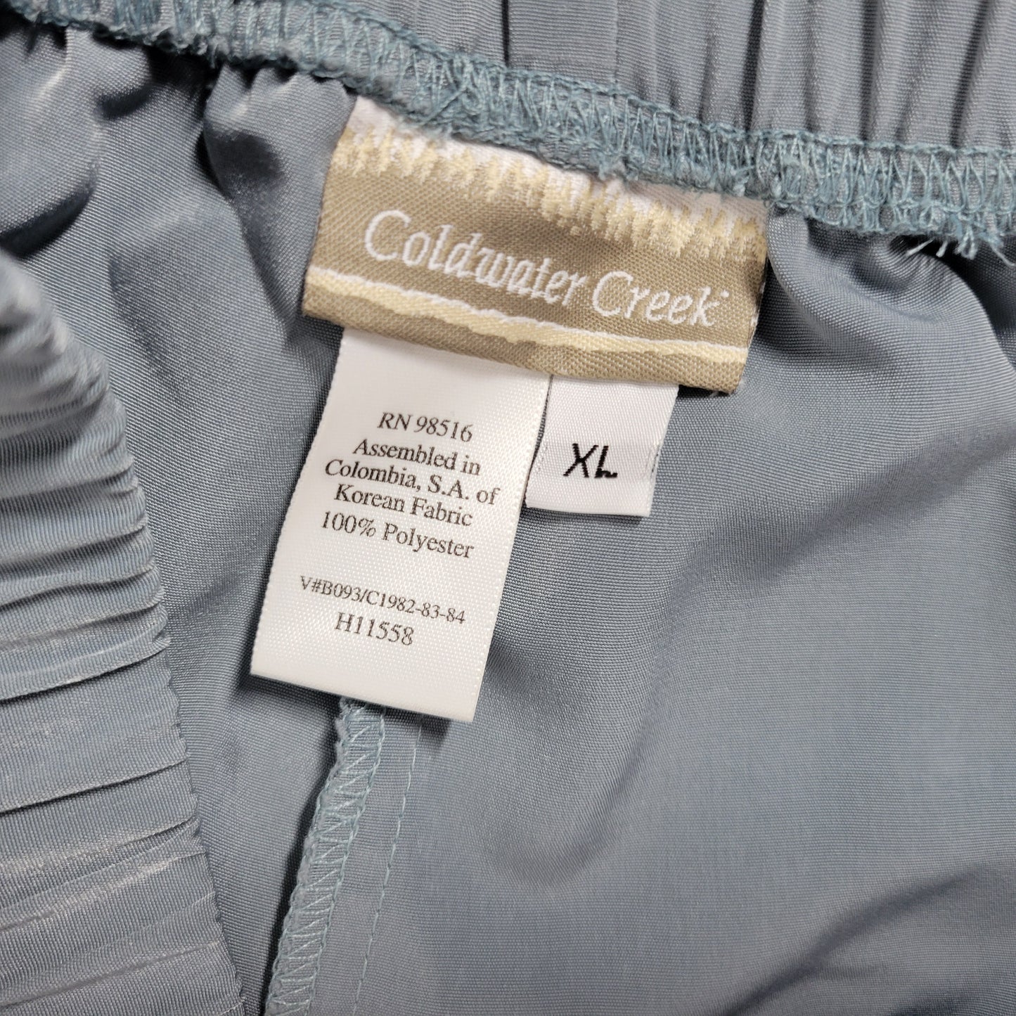 Coldwater Creek Women's Pants Size XL Gray Blue Elastic Waist Straight BLU115E