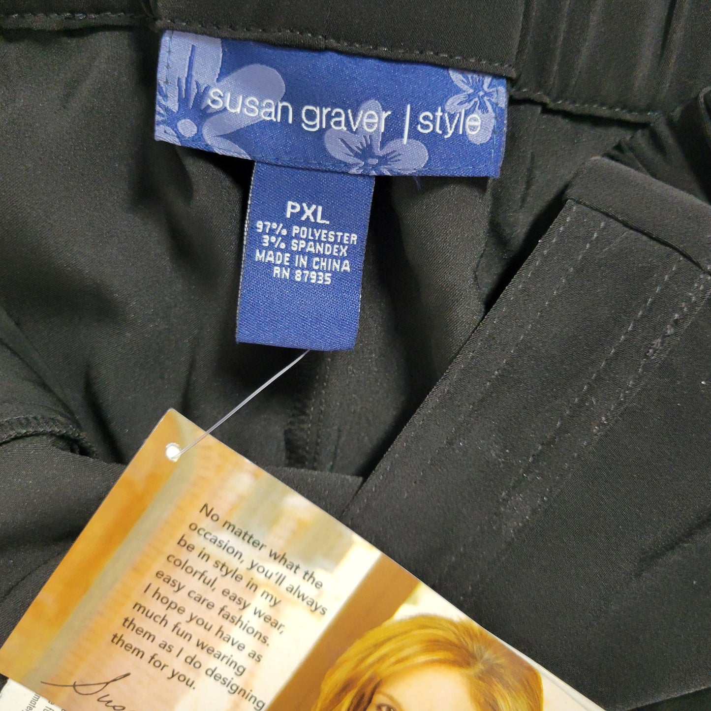 Susan Graver PXL Black Dress Pants Petite Straight Leg High Rise BLA21E