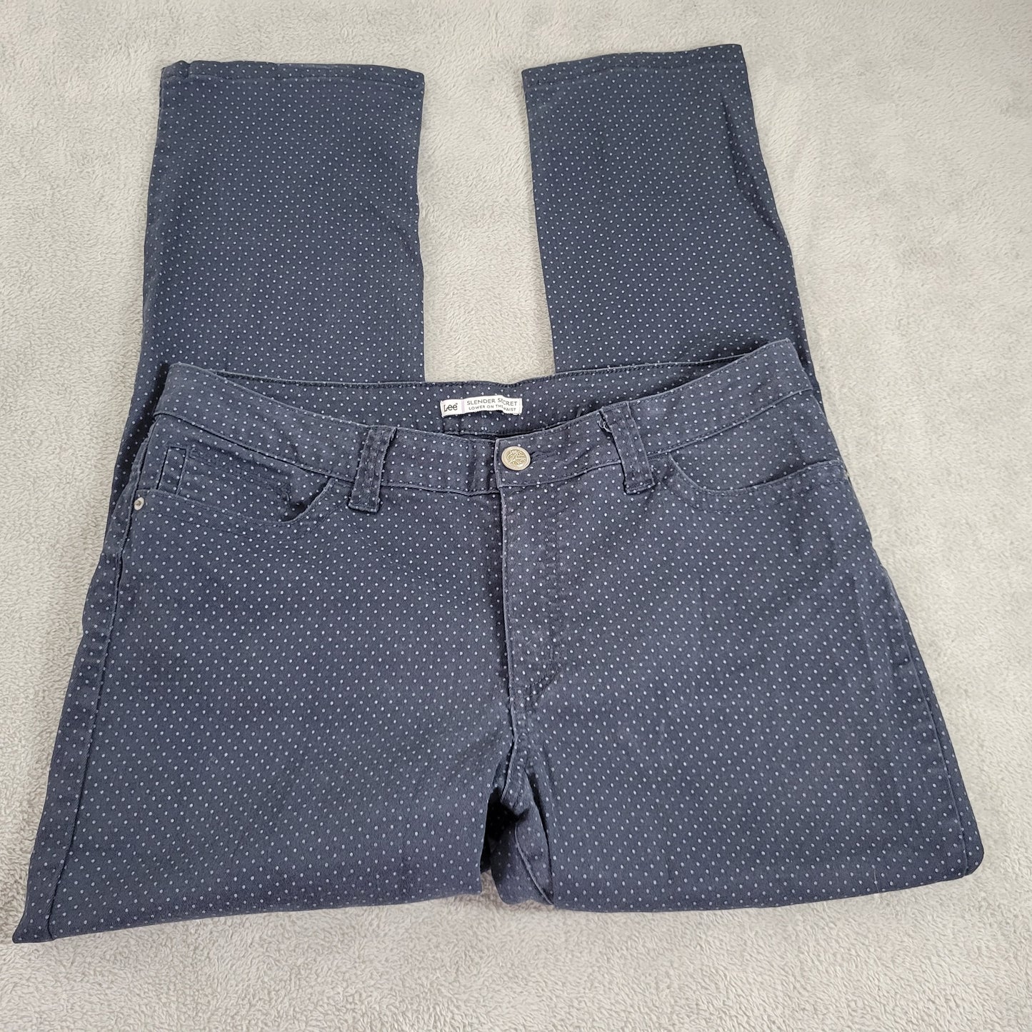 Lee Women's Black Polka Dot Straight Leg Jeans Size 18M High Rise SL151E