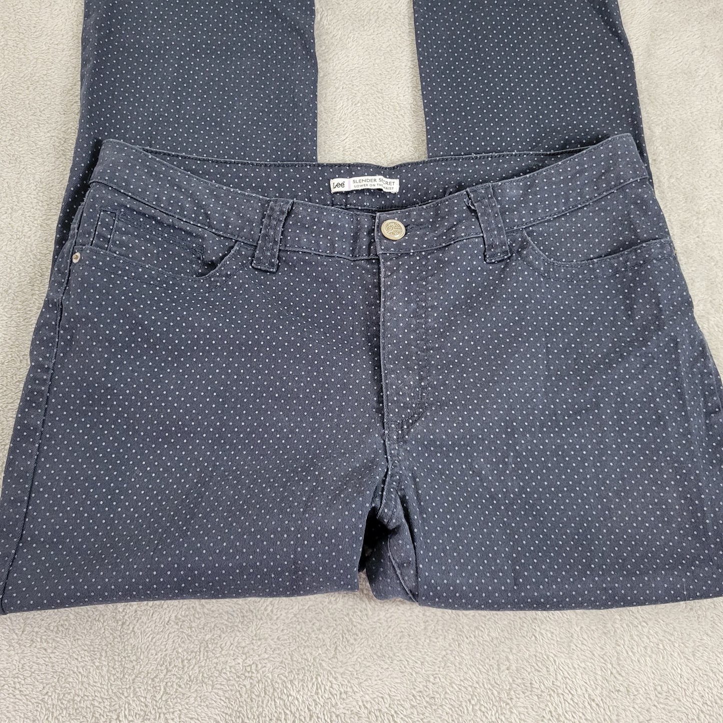 Lee Women's Black Polka Dot Straight Leg Jeans Size 18M High Rise SL151E