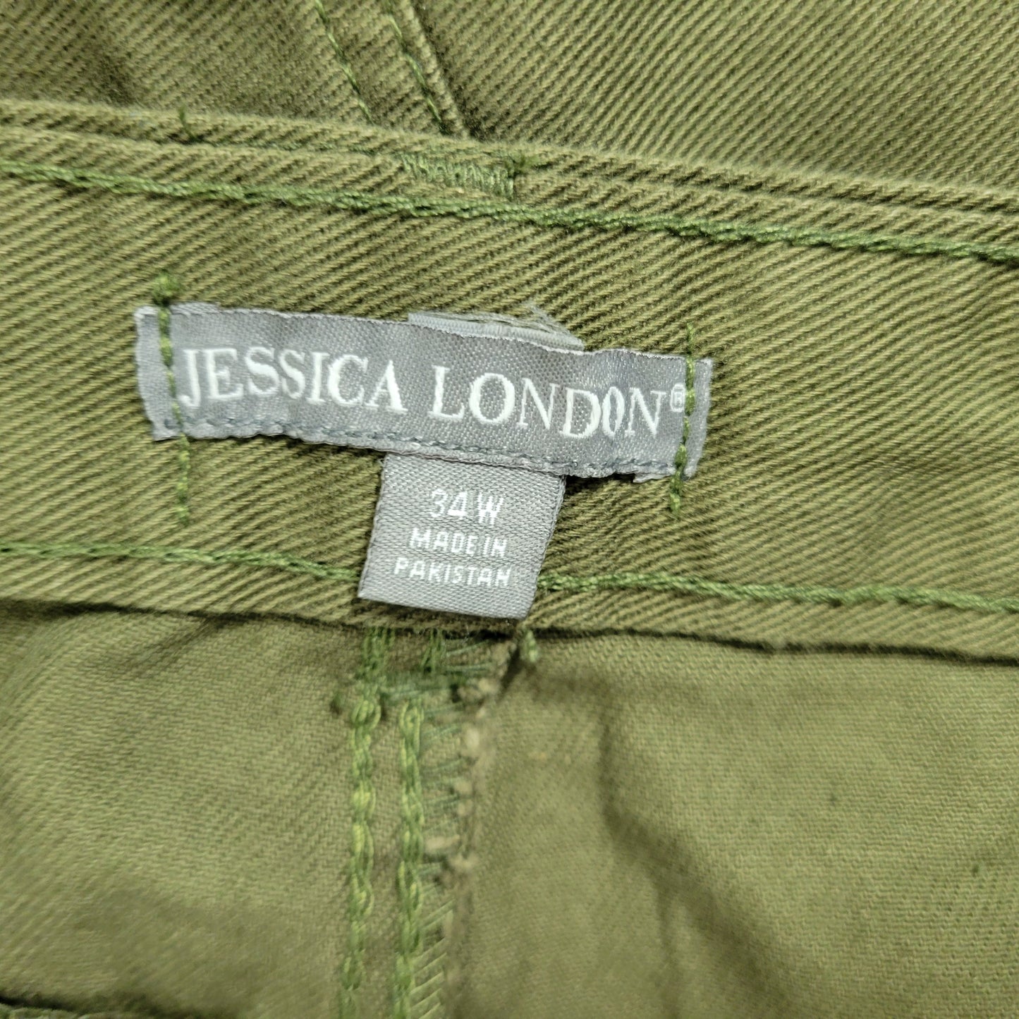 Jessica London Women's Green Straight Leg Jeans Size 34W High Rise Cotton SL180E