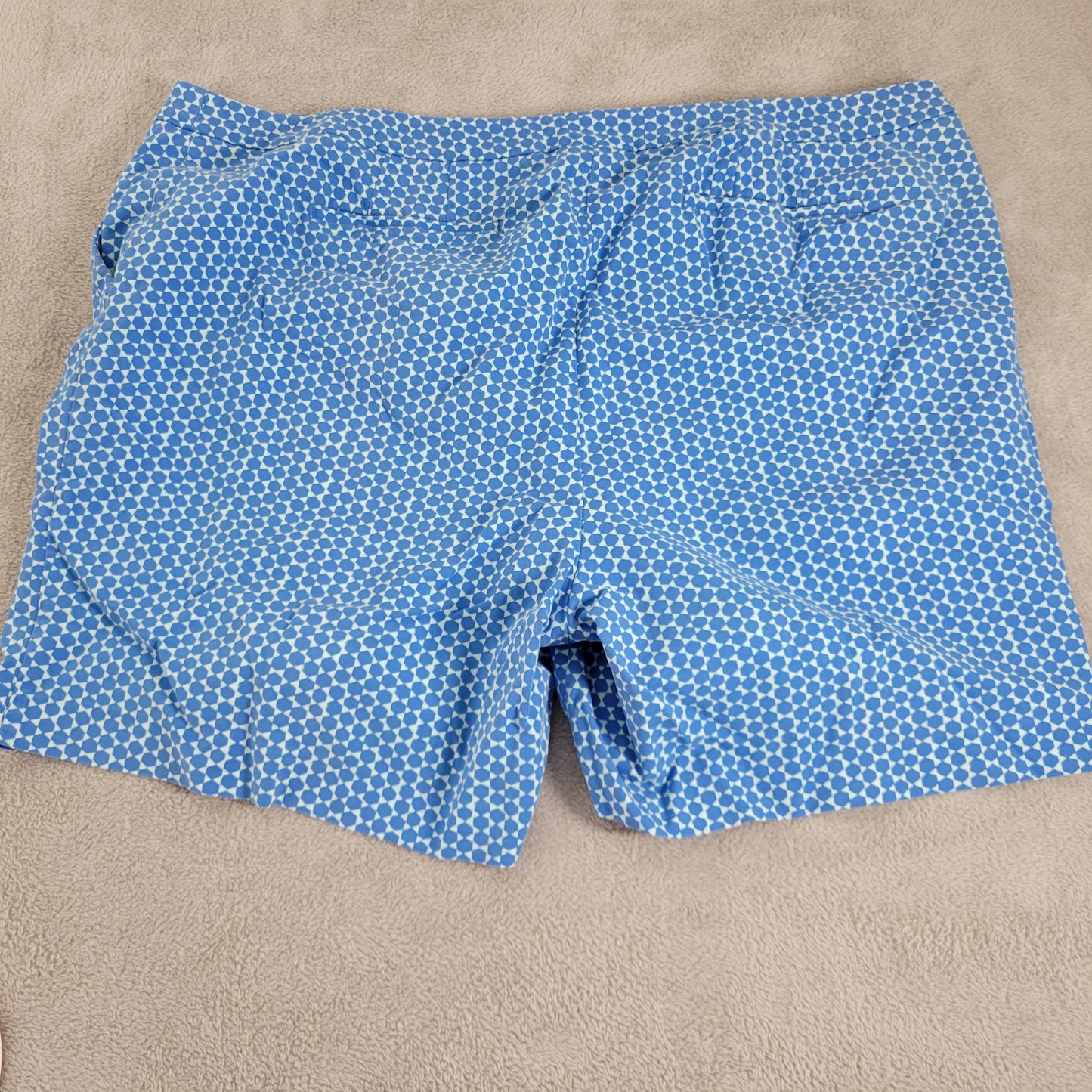 Lane Bryant 28 Blue Geometric Casual Shorts High Rise Cotton Blend Plus GEO192XE