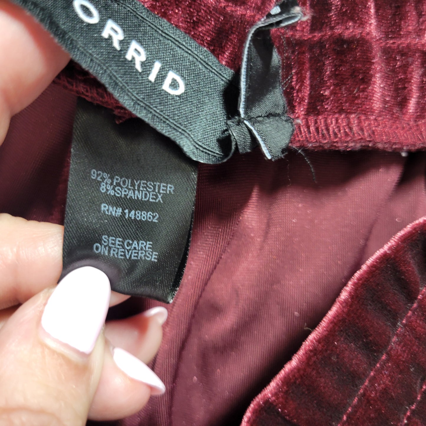 Torrid 1X Pants Womens Plus Burgundy Velour Jogger High Rise Straight BUR17E