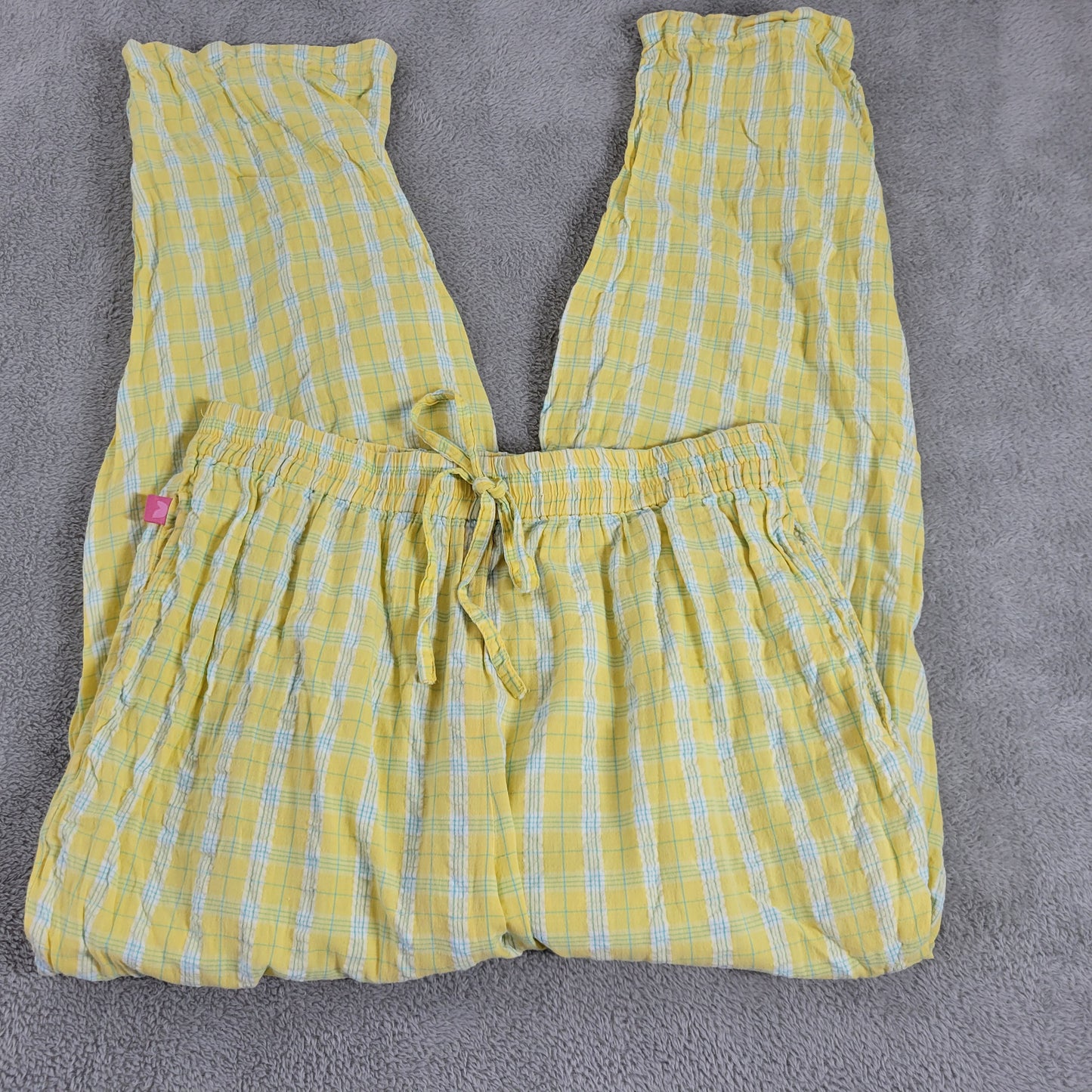 Woman Within 16WP Yellow Plaid Cropped Pants Petite High Rise Drawstring PLA79E
