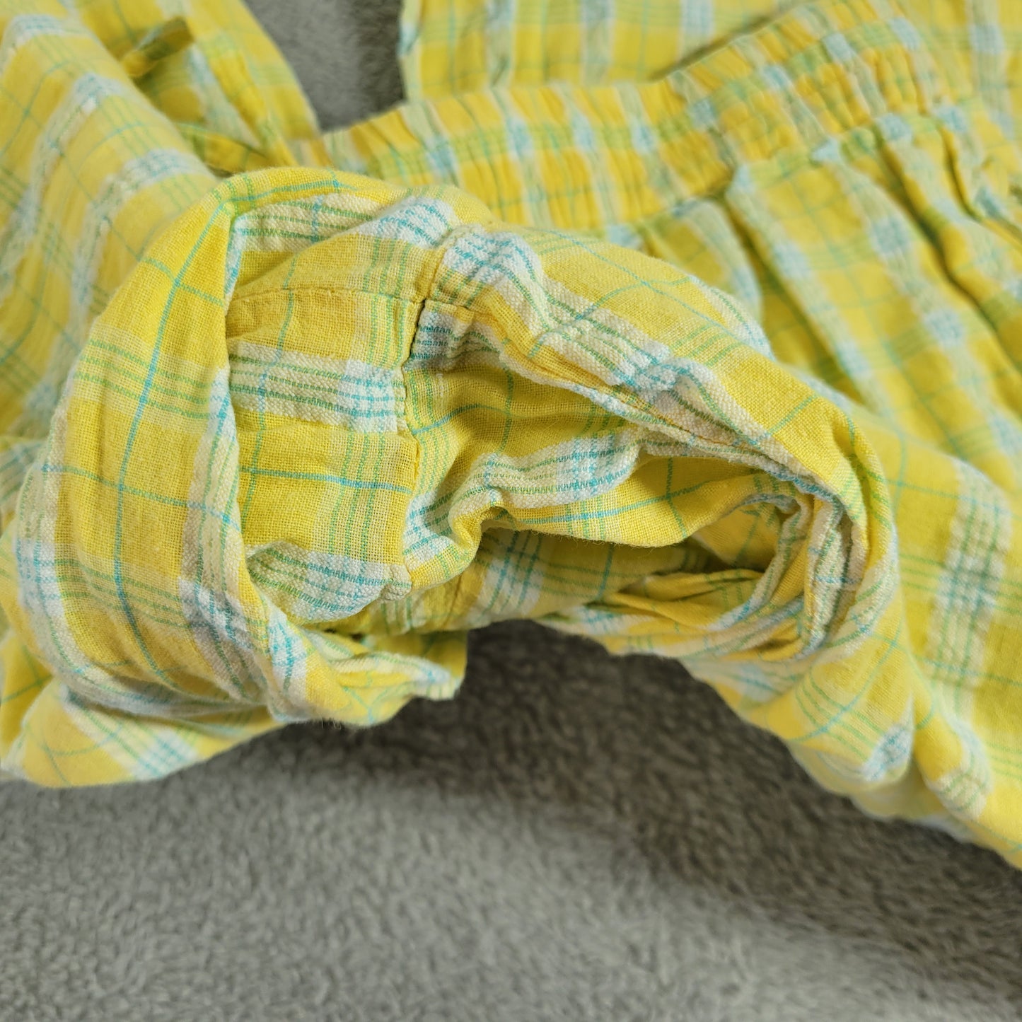 Woman Within 16WP Yellow Plaid Cropped Pants Petite High Rise Drawstring PLA79E