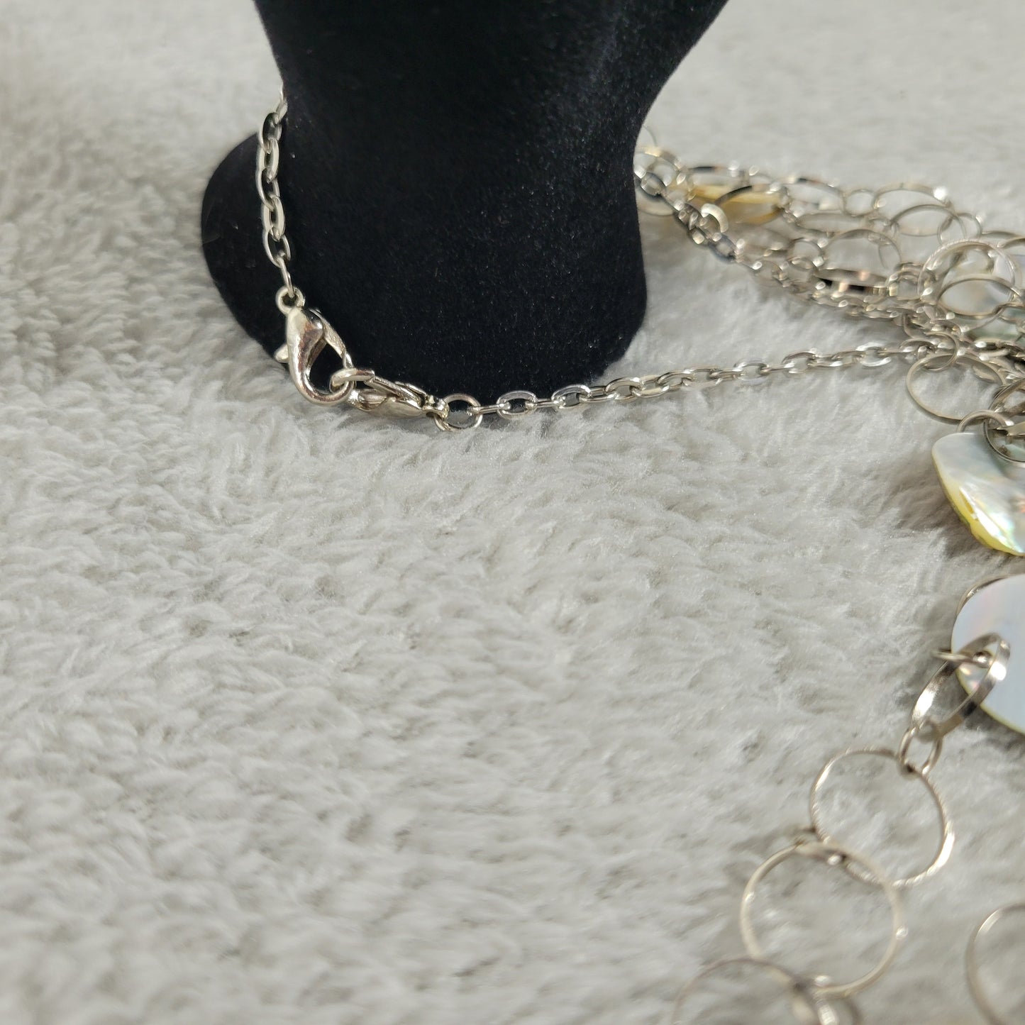 Boho Mother of Pearl Shell Fringe Anklet Silver Tone Barefooot Chain B14E