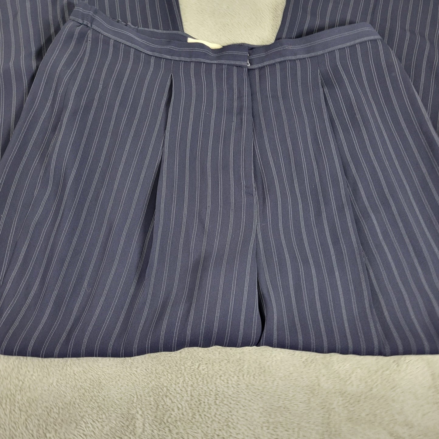 Valerie Stevens Women's 16W Blue Striped Dress Pants High Rise Straight Leg SL9E