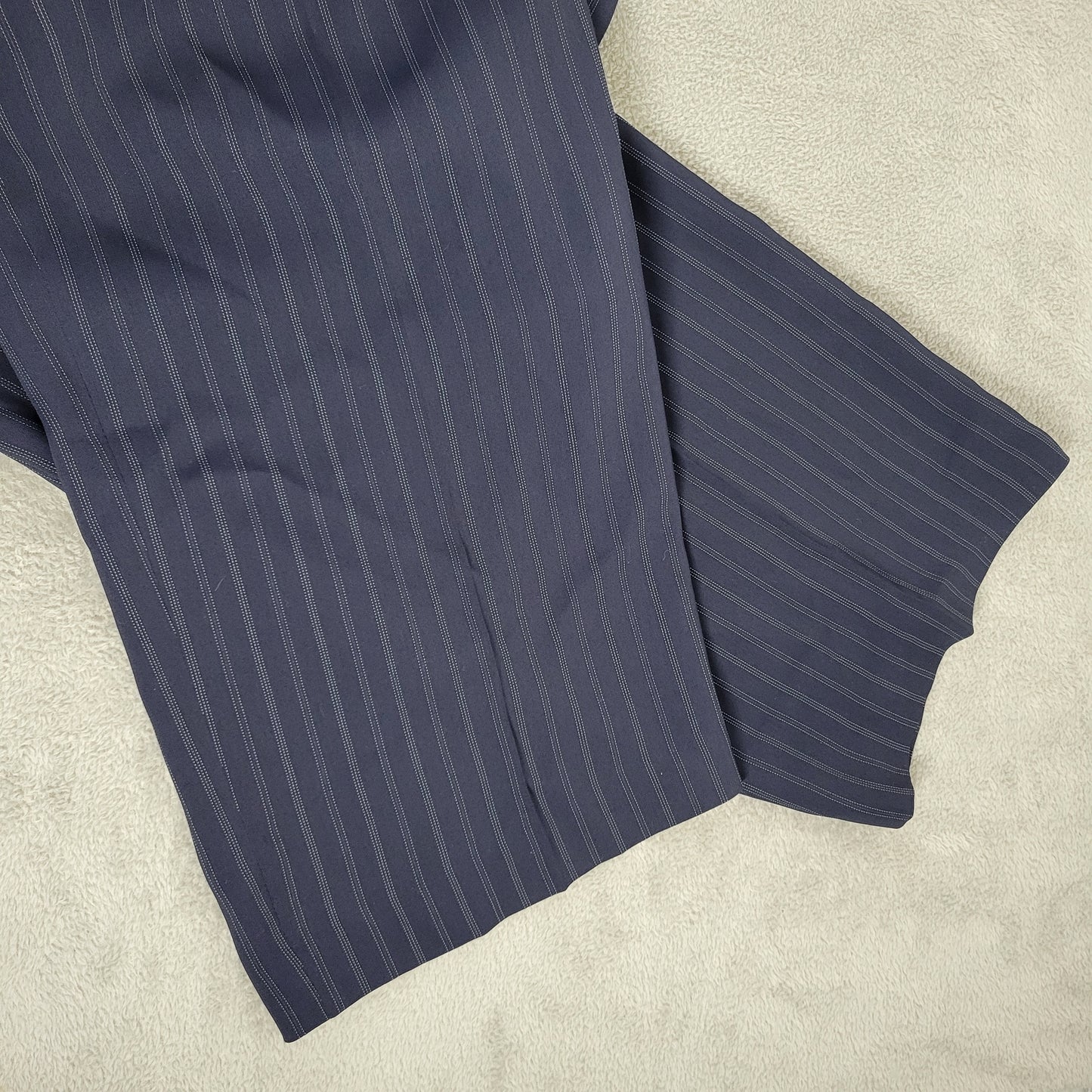 Valerie Stevens Women's 16W Blue Striped Dress Pants High Rise Straight Leg SL9E