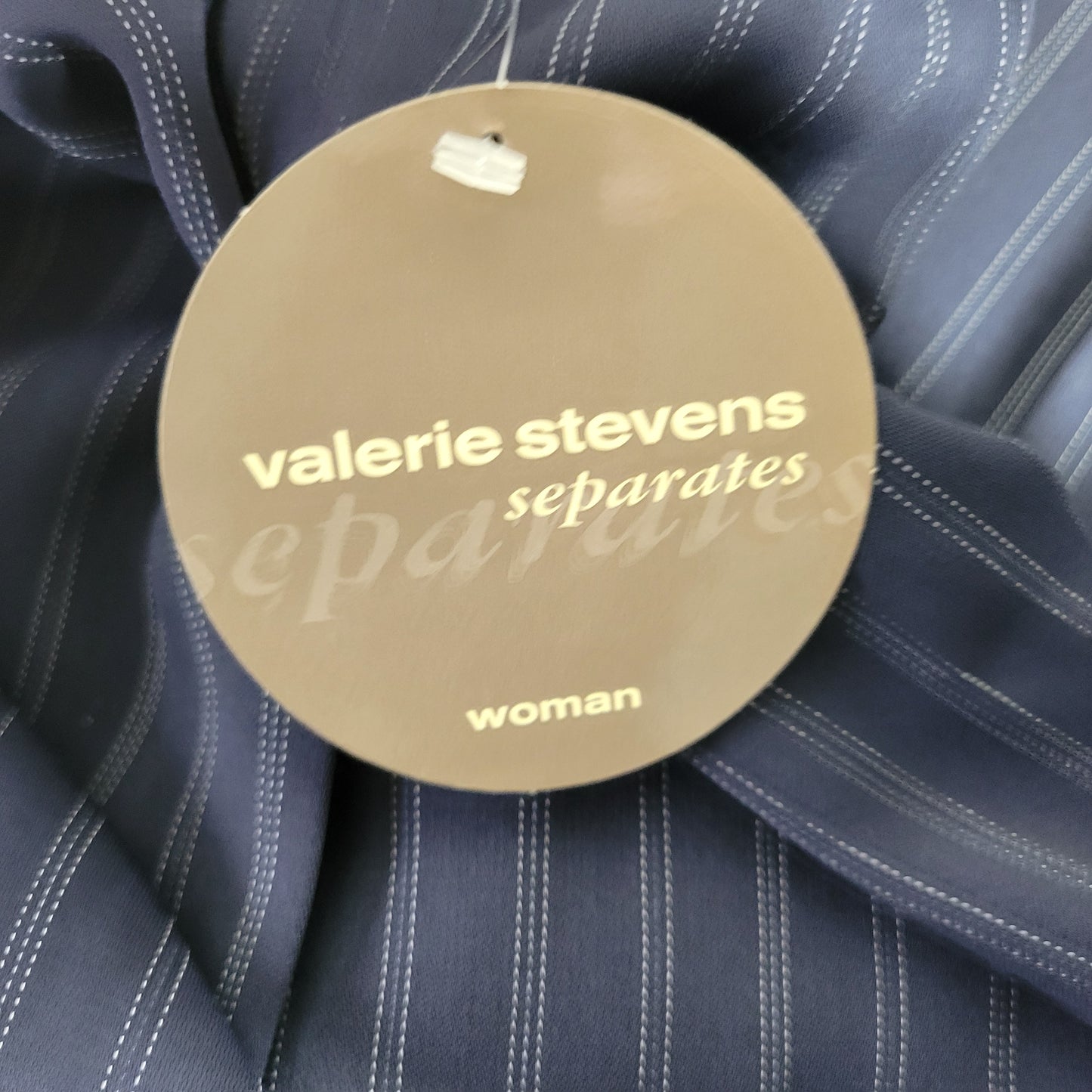 Valerie Stevens Women's 16W Blue Striped Dress Pants High Rise Straight Leg SL9E