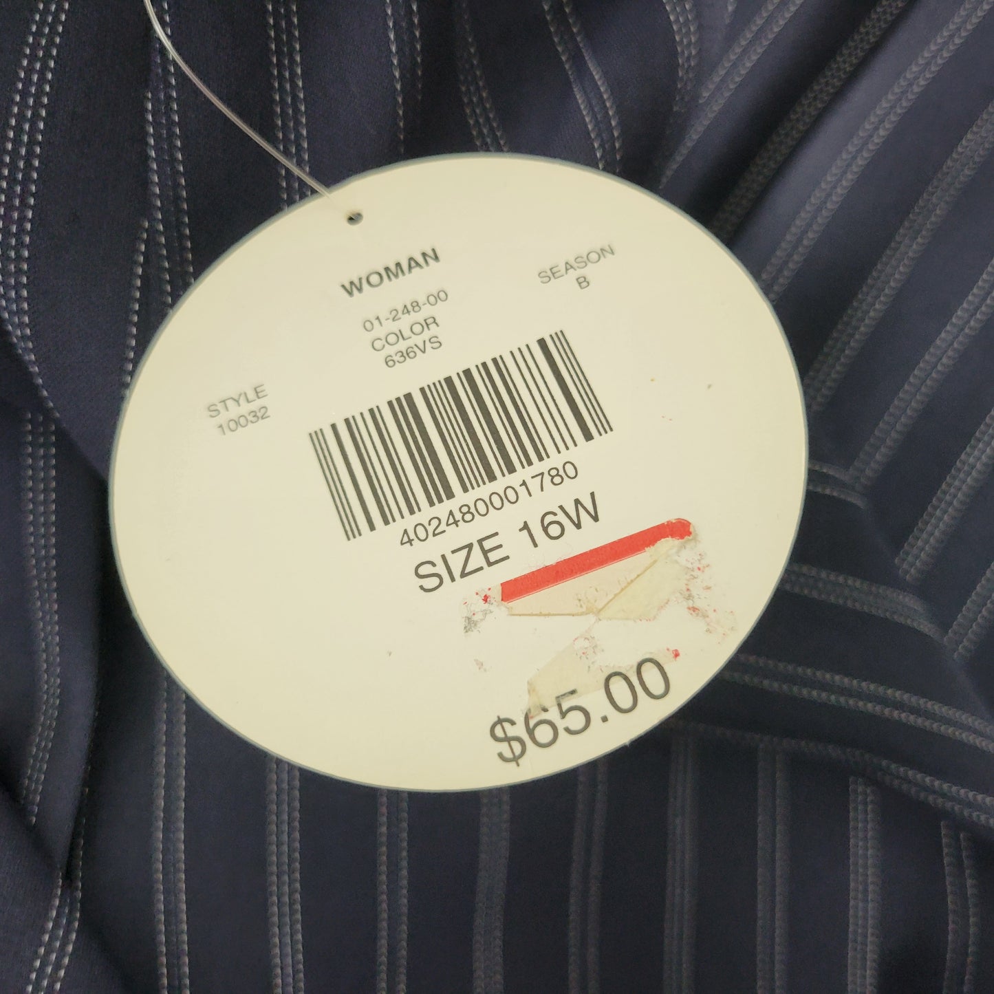 Valerie Stevens Women's 16W Blue Striped Dress Pants High Rise Straight Leg SL9E