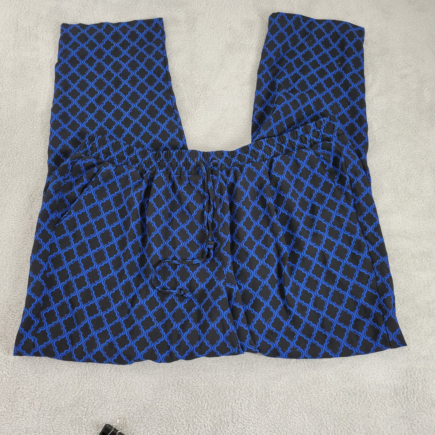 Zac & Rachel Women's 2X Blue Geometric Harem Pants High Rise Drawstring GEO221E