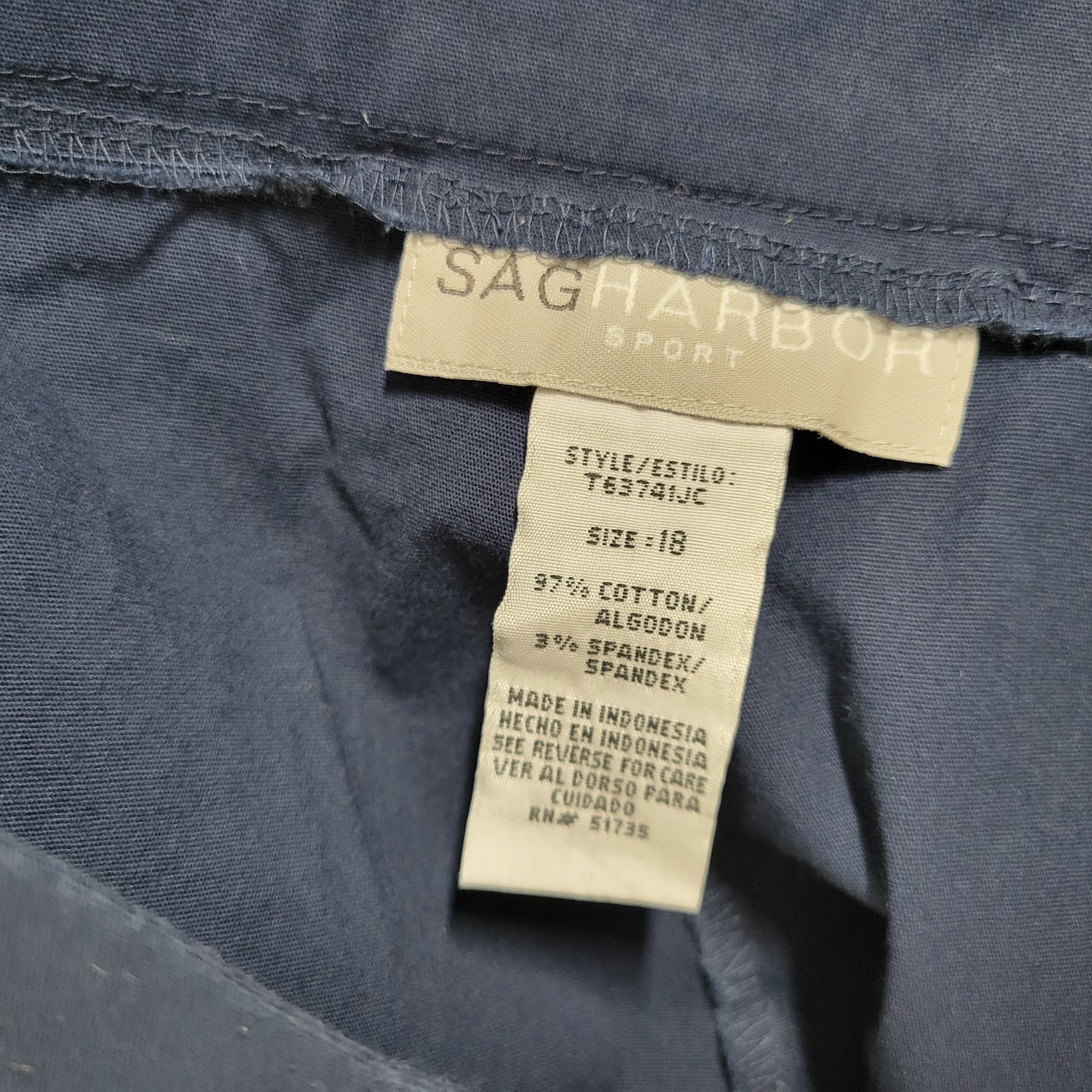 Sag Harbor Sport Women's 18 Blue Capri Pants High Rise Elastic Waist CAP26E