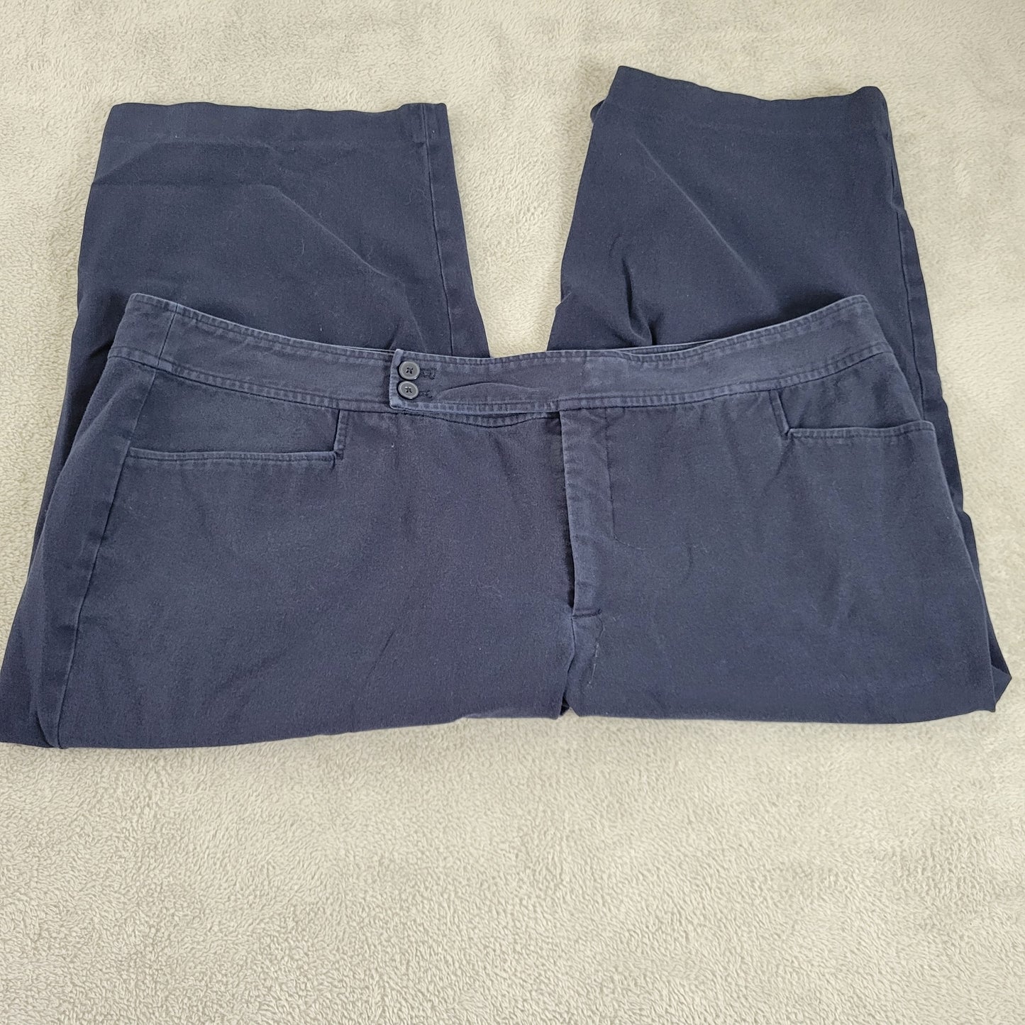 Chaps Women's 22W Blue Capri Pants High Rise Straight Leg Cotton Stretch CAP48E