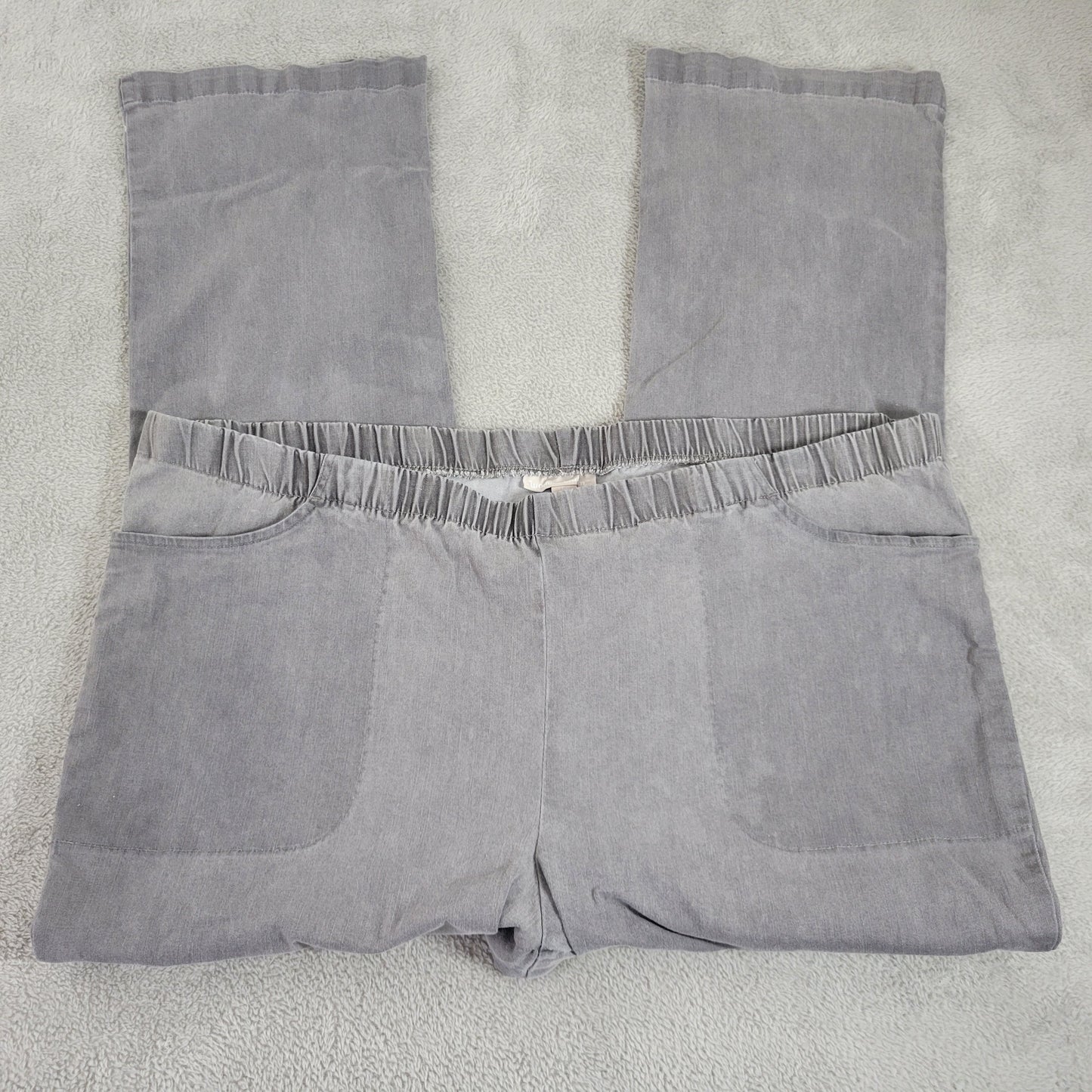 Woman Within 24W Pants Women Plus Gray Straight Leg High Rise Cotton GRA69E