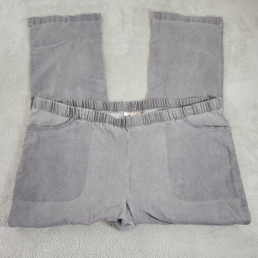 Woman Within 24W Pants Women Plus Gray Straight Leg High Rise Cotton GRA69E