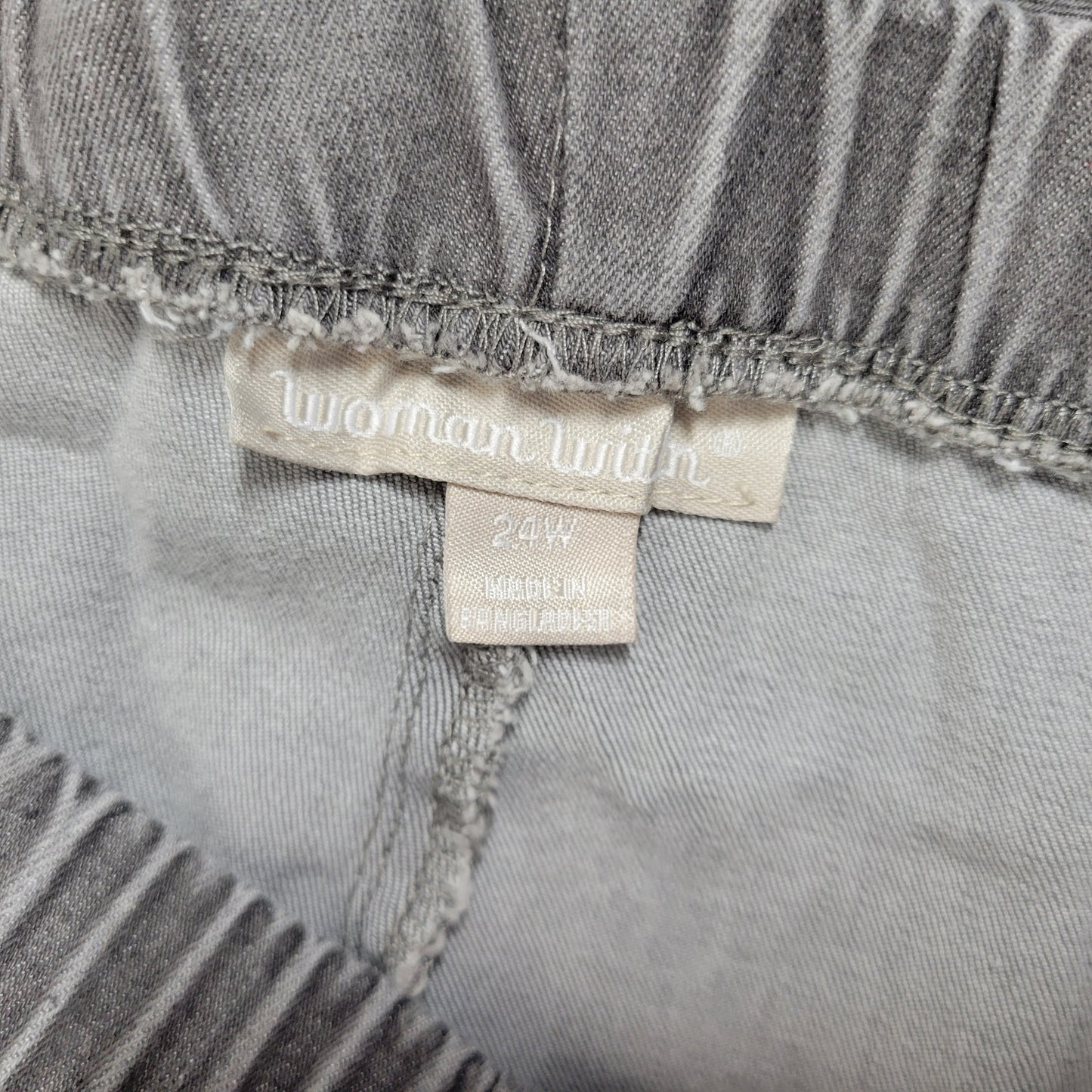 Woman Within 24W Pants Women Plus Gray Straight Leg High Rise Cotton GRA69E