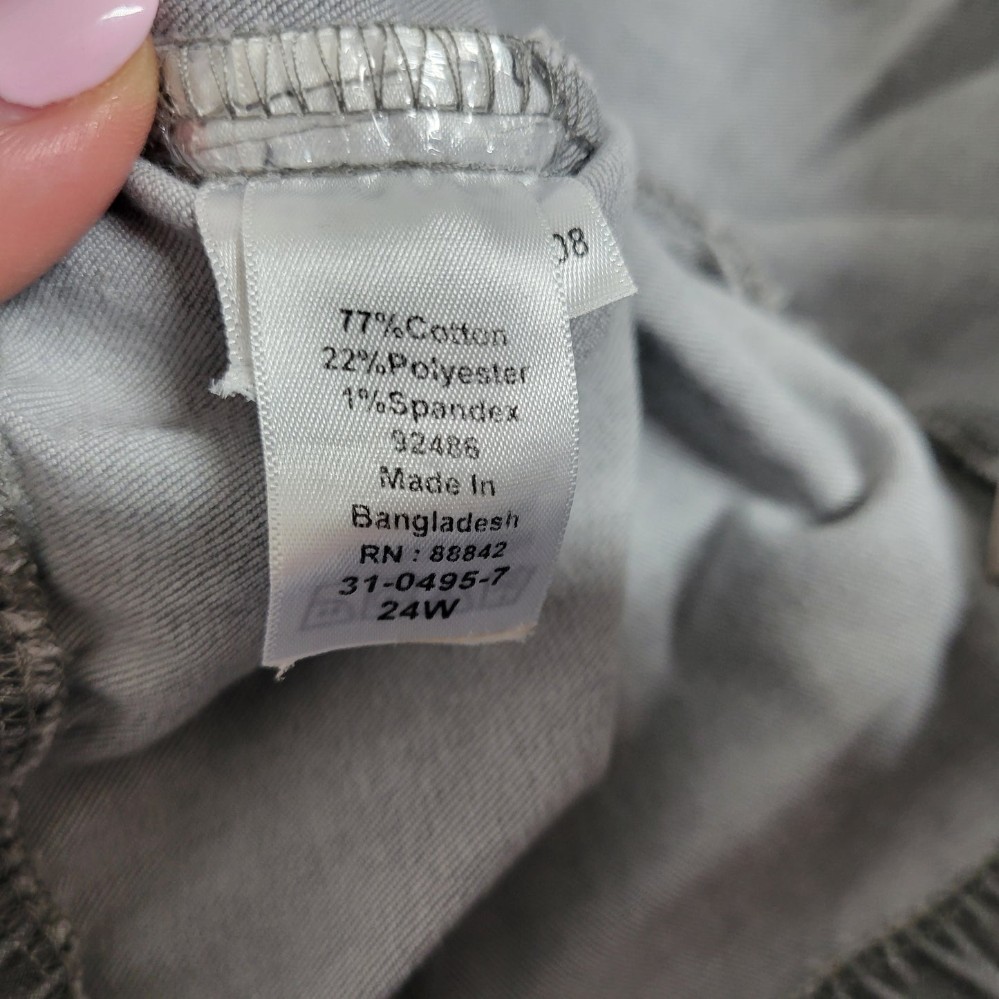 Woman Within 24W Pants Women Plus Gray Straight Leg High Rise Cotton GRA69E