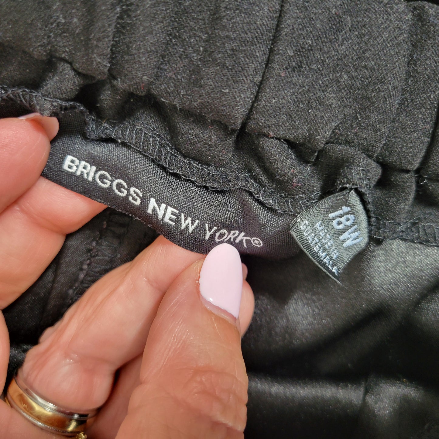 Briggs New York Women's 18W Black Velour Dress Pants High Rise Pull On BLA57E
