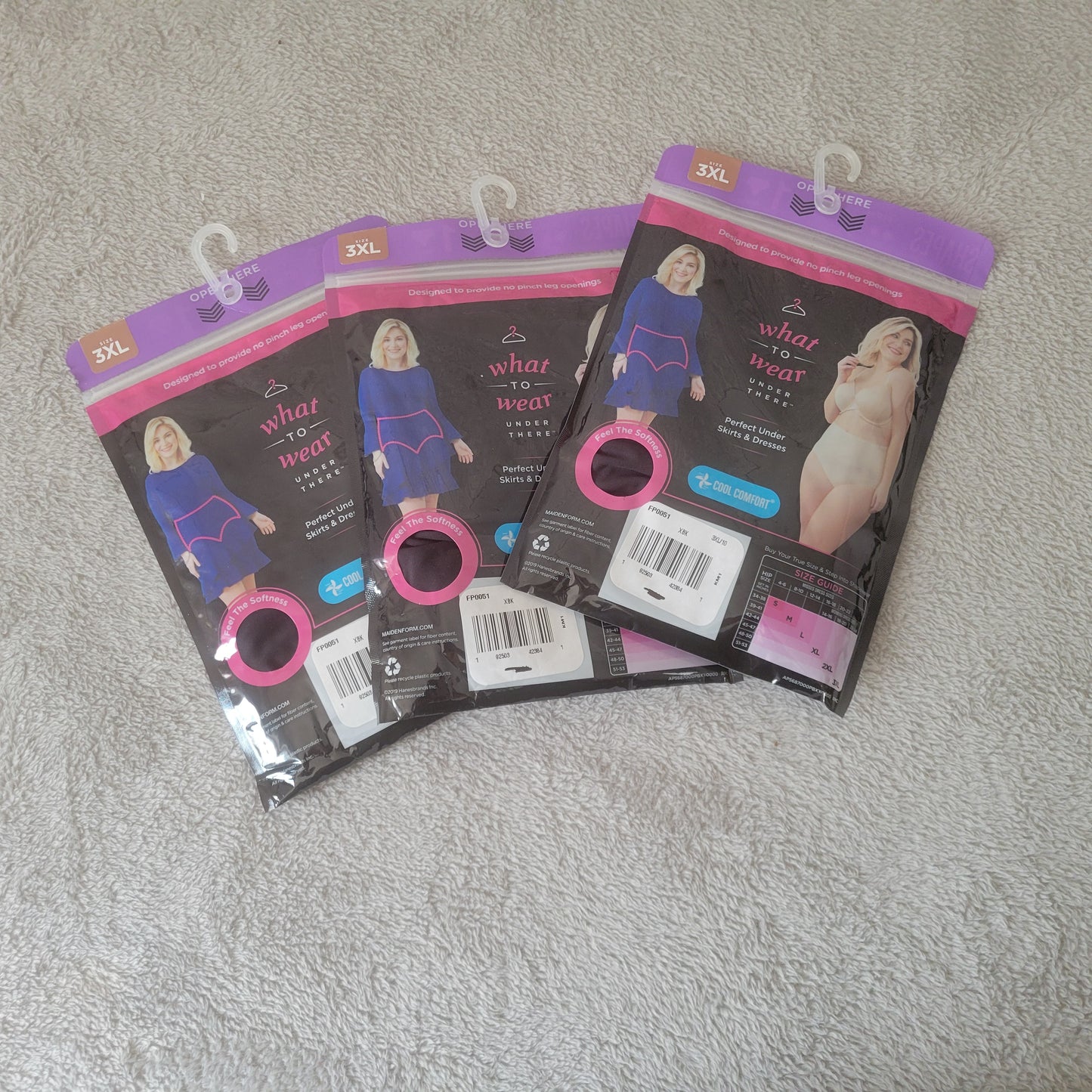 Maidenform Flexees Shapewear Briefs 3PK Size 3XL Firm Control Black Cool SWE122E