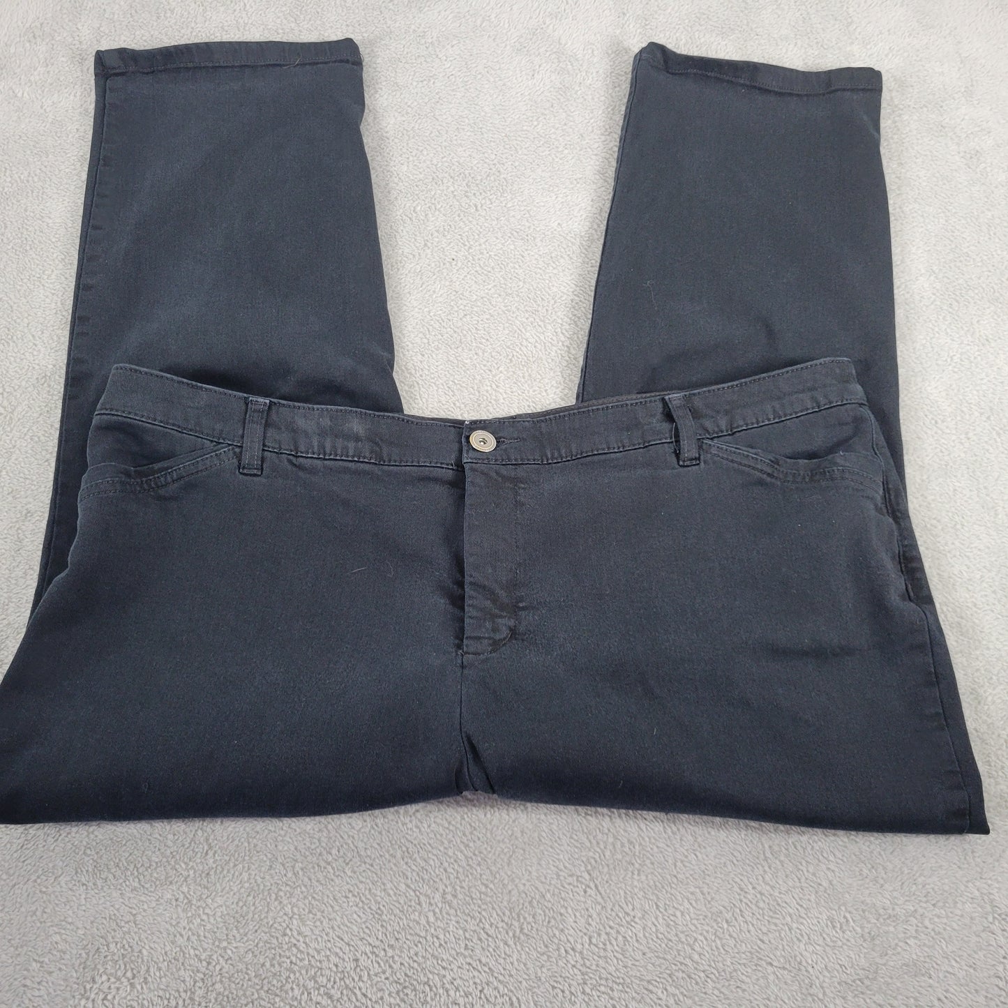 CJ Banks Women Petite 22WP Black Jeans Slimming Straight Elastic Waist SL59E