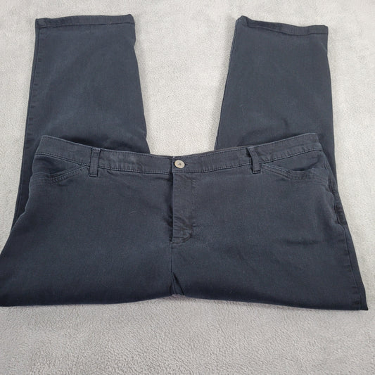 CJ Banks Women Petite 22WP Black Jeans Slimming Straight Elastic Waist SL59E