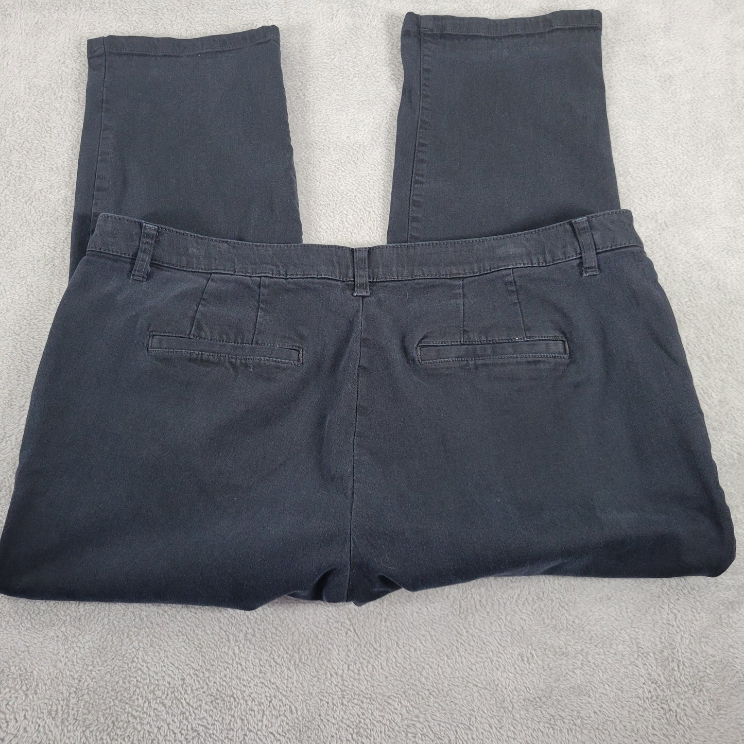 CJ Banks Women Petite 22WP Black Jeans Slimming Straight Elastic Waist SL59E