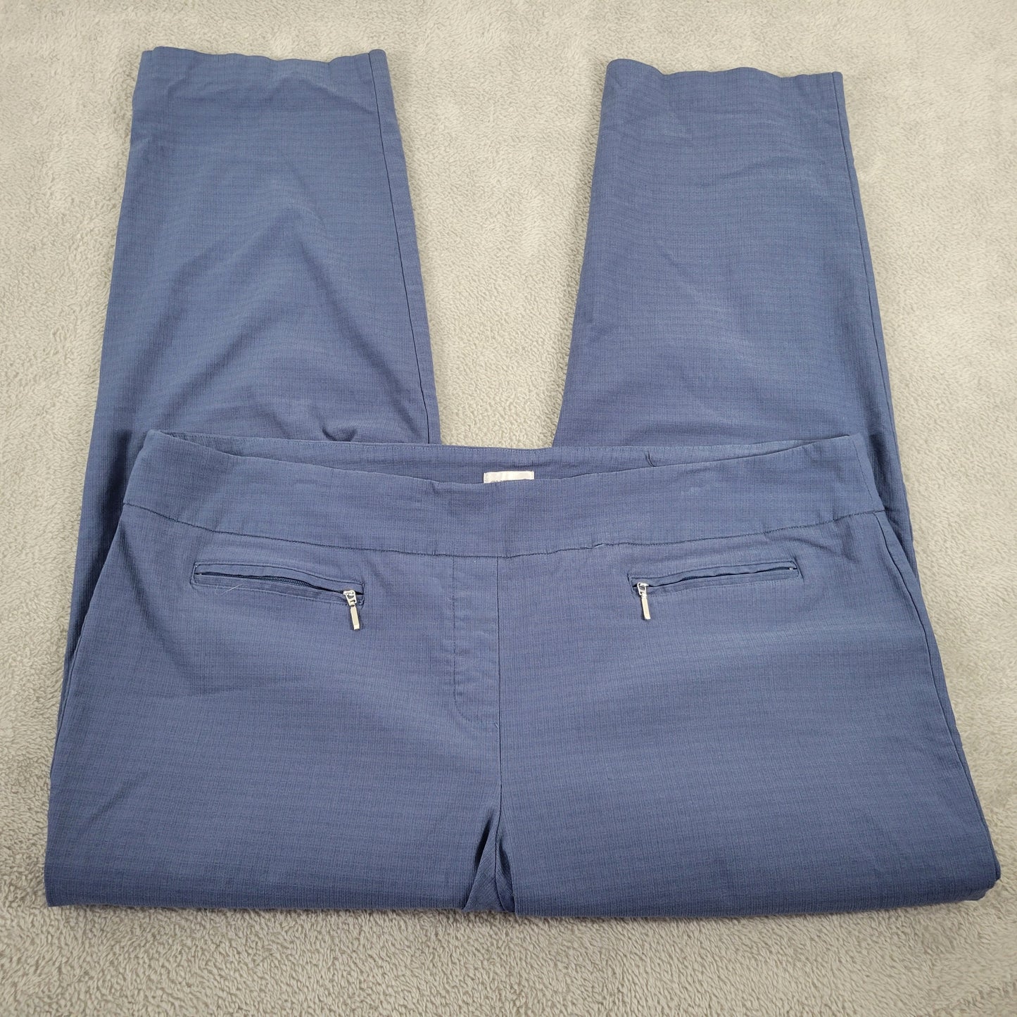 Avenue Womens Plus Size 22 Blue Cropped Pants Straight Leg Elastic Waist BLU66E
