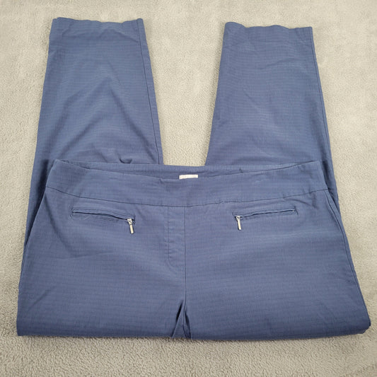 Avenue Womens Plus Size 22 Blue Cropped Pants Straight Leg Elastic Waist BLU66E