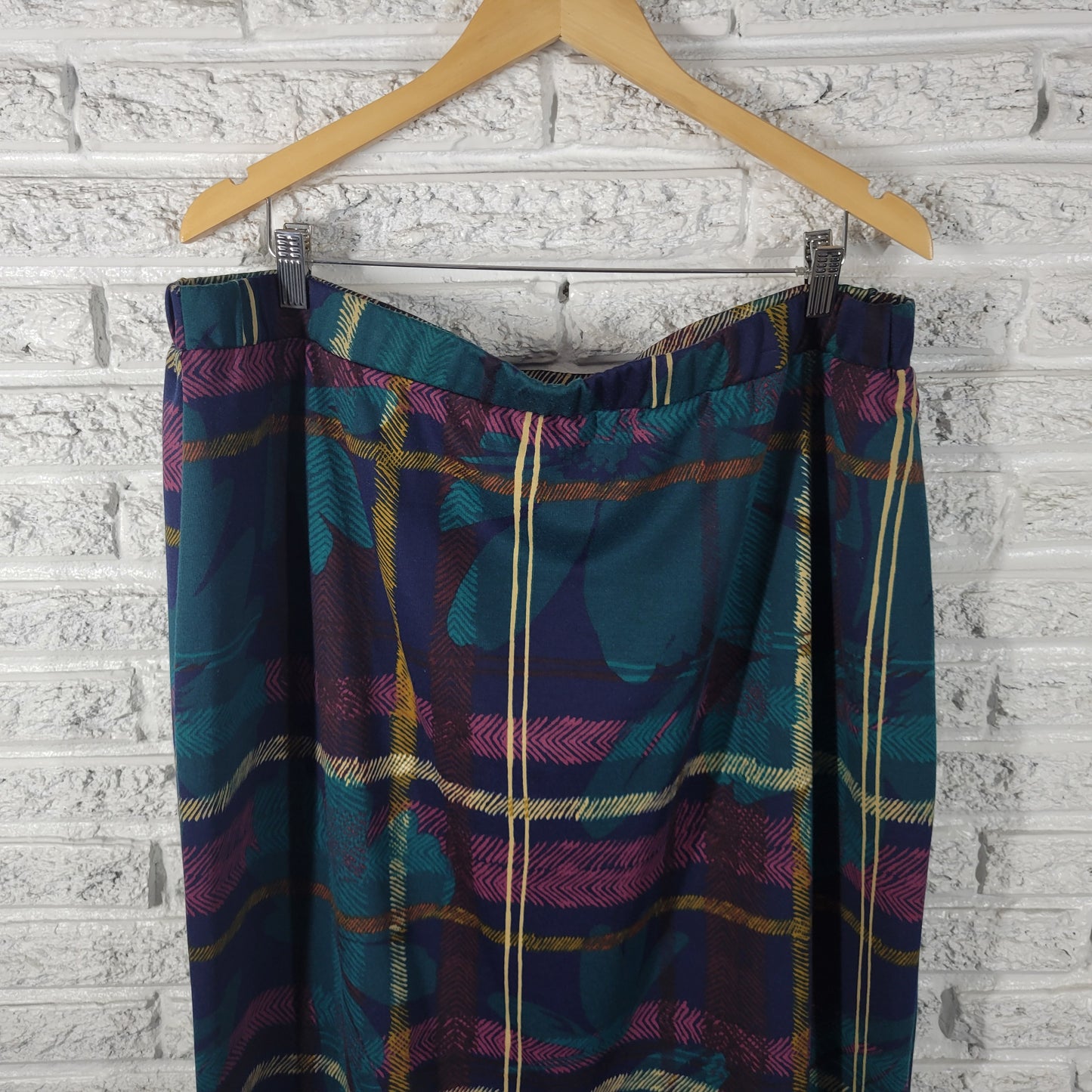 Melissa Paige Plus Size 2X Pencil Skirt Plaid Floral Multicolor Stretch PLA62E