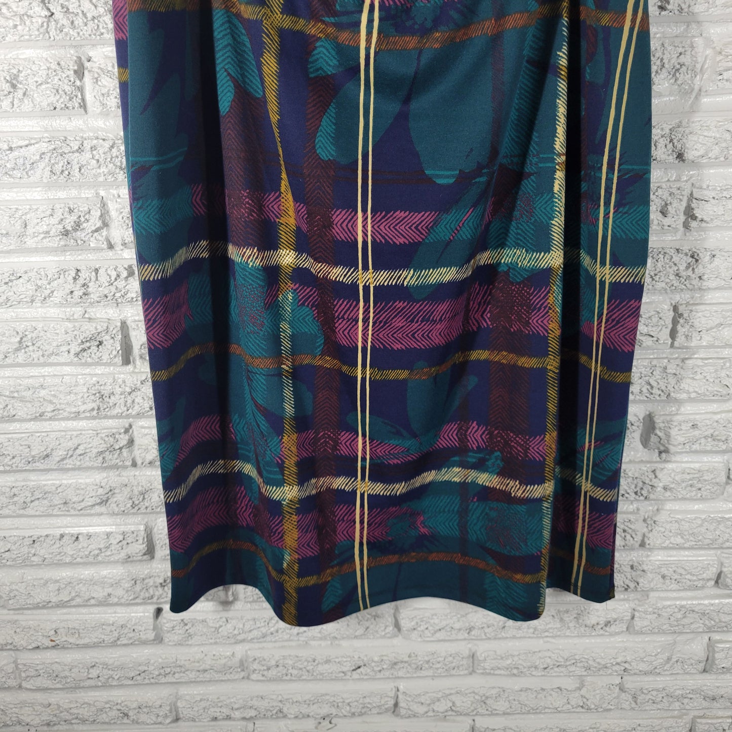 Melissa Paige Plus Size 2X Pencil Skirt Plaid Floral Multicolor Stretch PLA62E