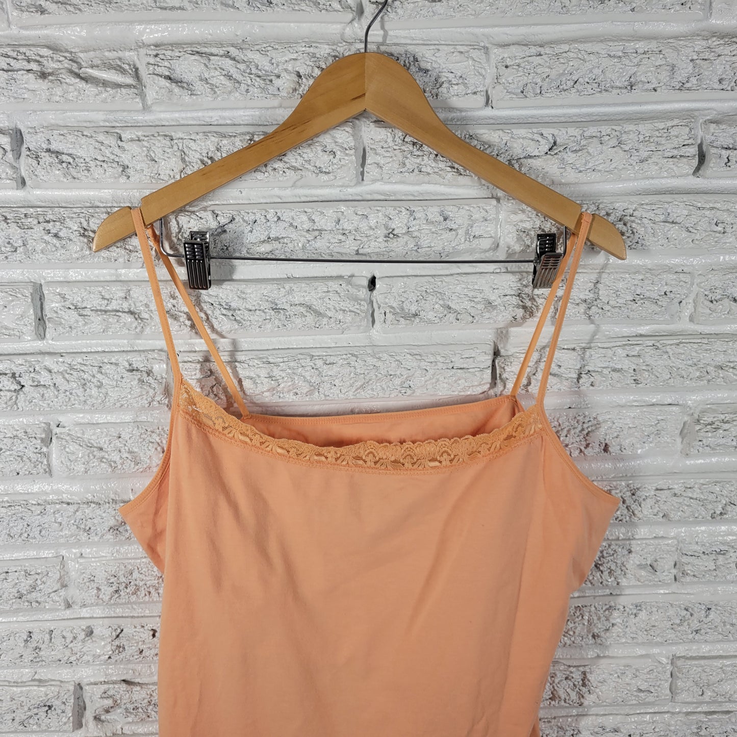 Caribbean Joe Womens Cami Crop Top 2X Orange Lace Trim Adjustable Straps ORA18E
