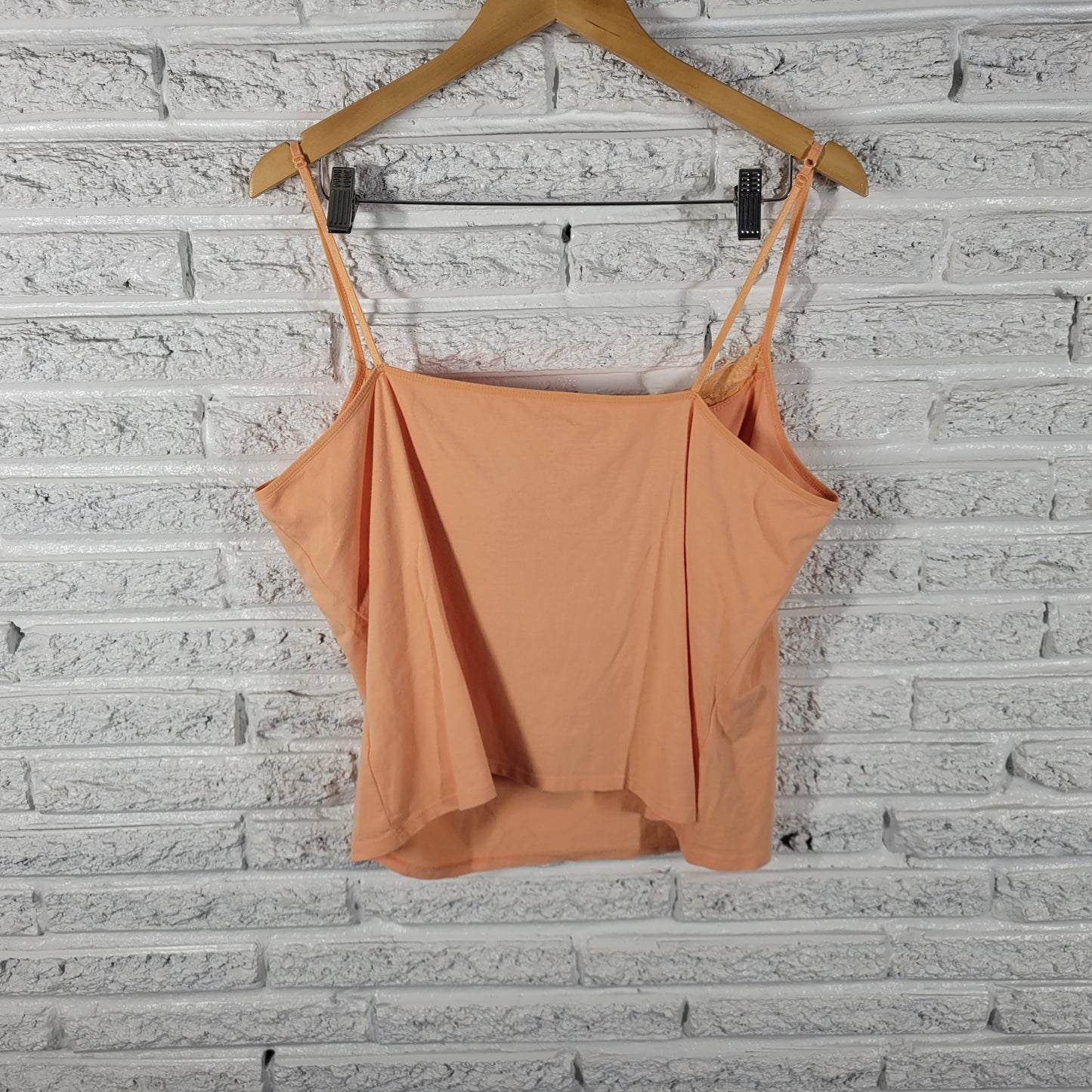 Caribbean Joe Womens Cami Crop Top 2X Orange Lace Trim Adjustable Straps ORA18E
