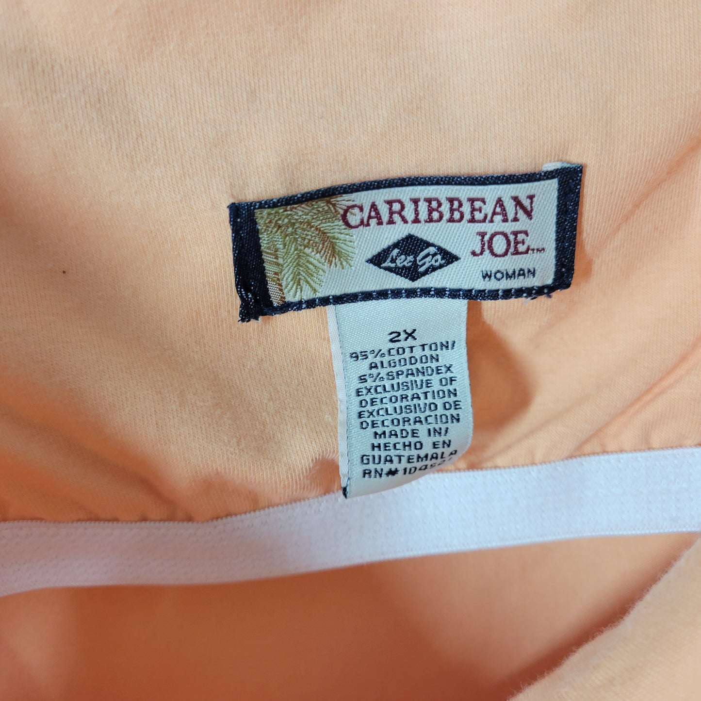 Caribbean Joe Womens Cami Crop Top 2X Orange Lace Trim Adjustable Straps ORA18E