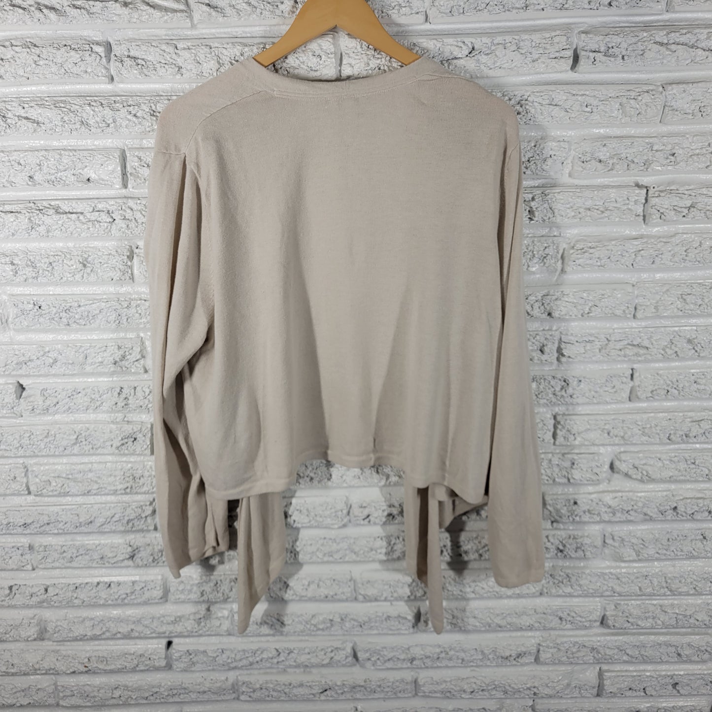 J Jill Womens XL Beige Linen Blend Open Front Cardigan Sweater Long Sleeve A3E