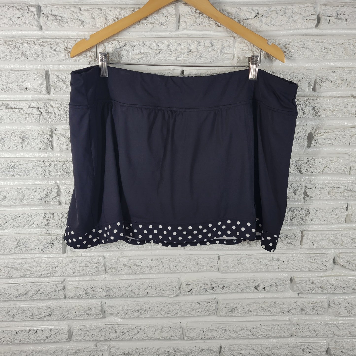 Lands End Womens Plus Size 22W Black Polka Dot Swim Skirt Bathing Suit BLA170E