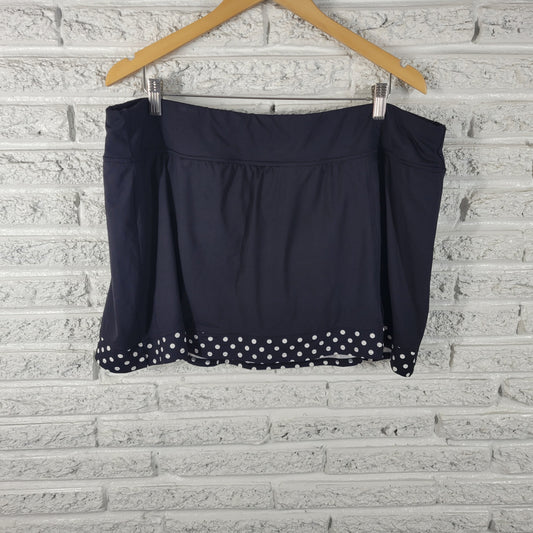 Lands End Womens Plus Size 22W Black Polka Dot Swim Skirt Bathing Suit BLA170E