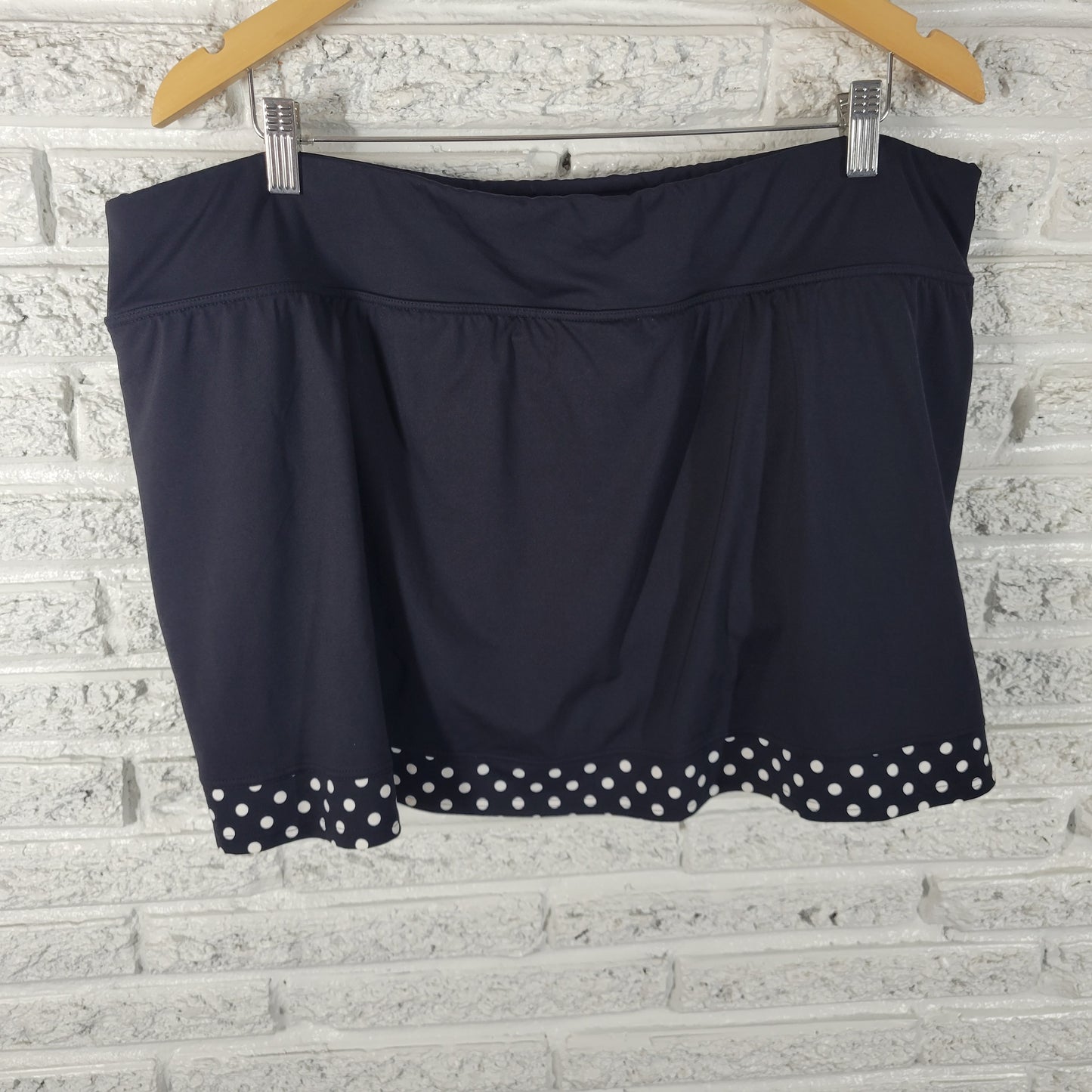 Lands End Womens Plus Size 22W Black Polka Dot Swim Skirt Bathing Suit BLA170E