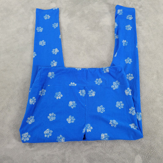 LuLaRoe TC Leggings Tall Curvy Dog Paw Prints Blue Yoga Pants 12-18 Yoga BLU263E