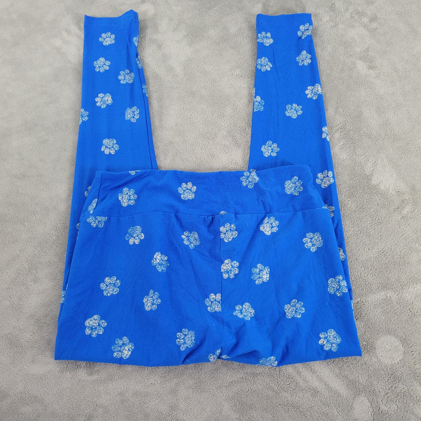 LuLaRoe TC Leggings Tall Curvy Dog Paw Prints Blue Yoga Pants 12-18 Yoga BLU263E