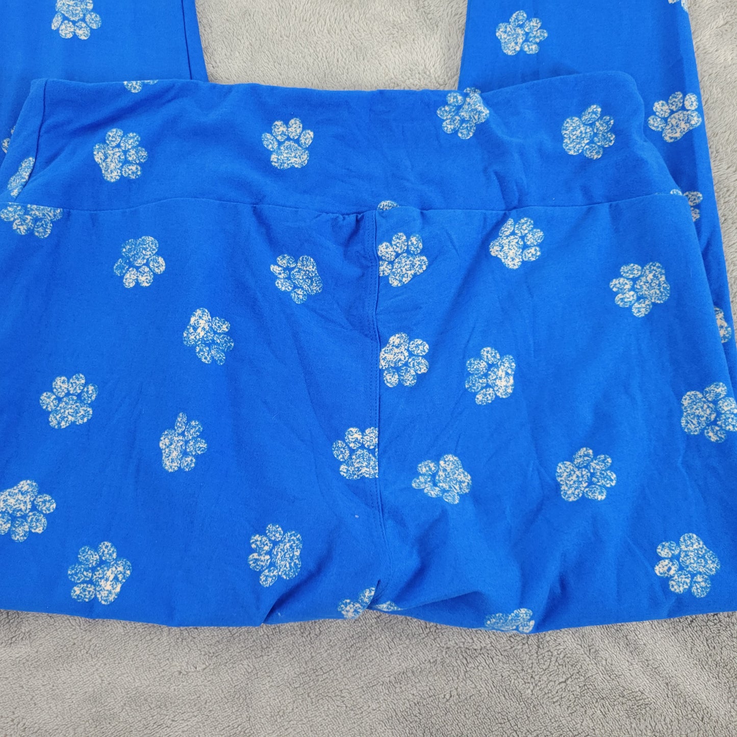 LuLaRoe TC Leggings Tall Curvy Dog Paw Prints Blue Yoga Pants 12-18 Yoga BLU263E