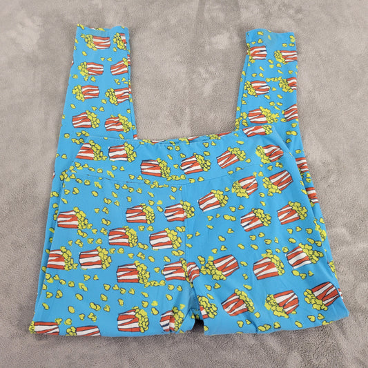 LuLaRoe TC Leggings Tall Curvy Movie Night Blue Popcorn Hearts Yoga NOV141E