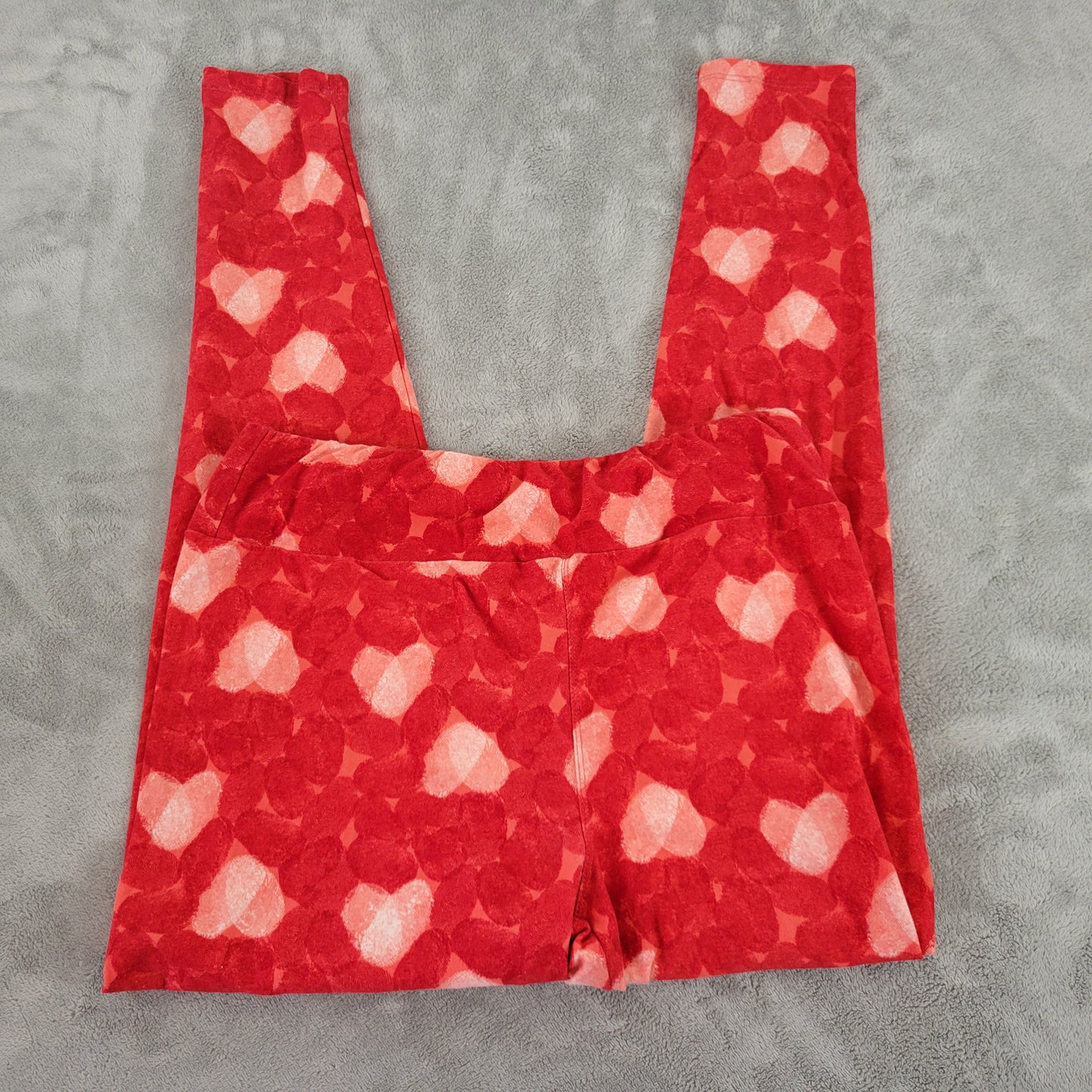 LuLaRoe TC Leggings Tall Curvy Red Valentine Fingerprint Heart Pants RED17E