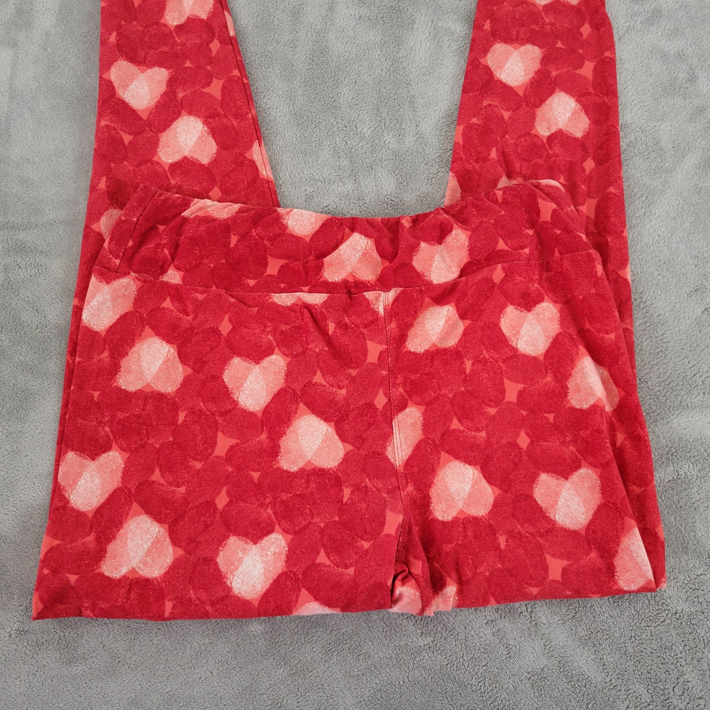 LuLaRoe TC Leggings Tall Curvy Red Valentine Fingerprint Heart Pants RED17E